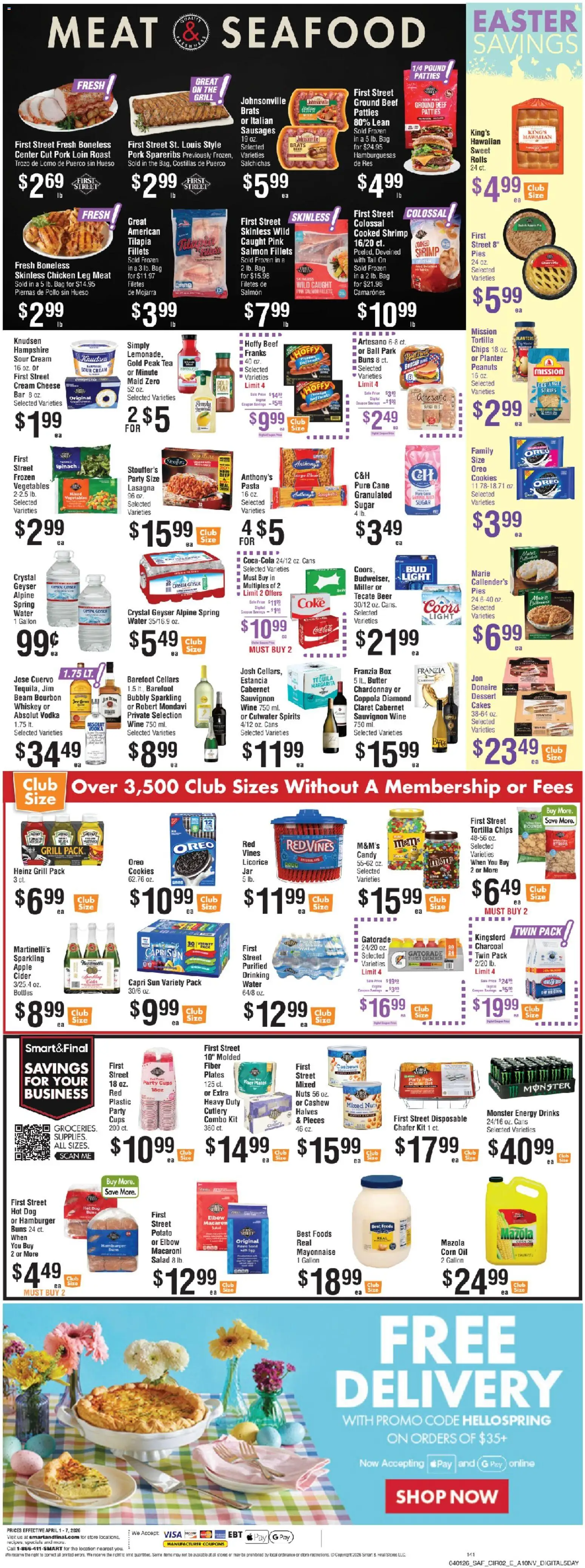 Smart & Final Weekly Ad - valid from 03.04.2026 | Page: 3 | Products: Spinach, Tea, Cookies, Water