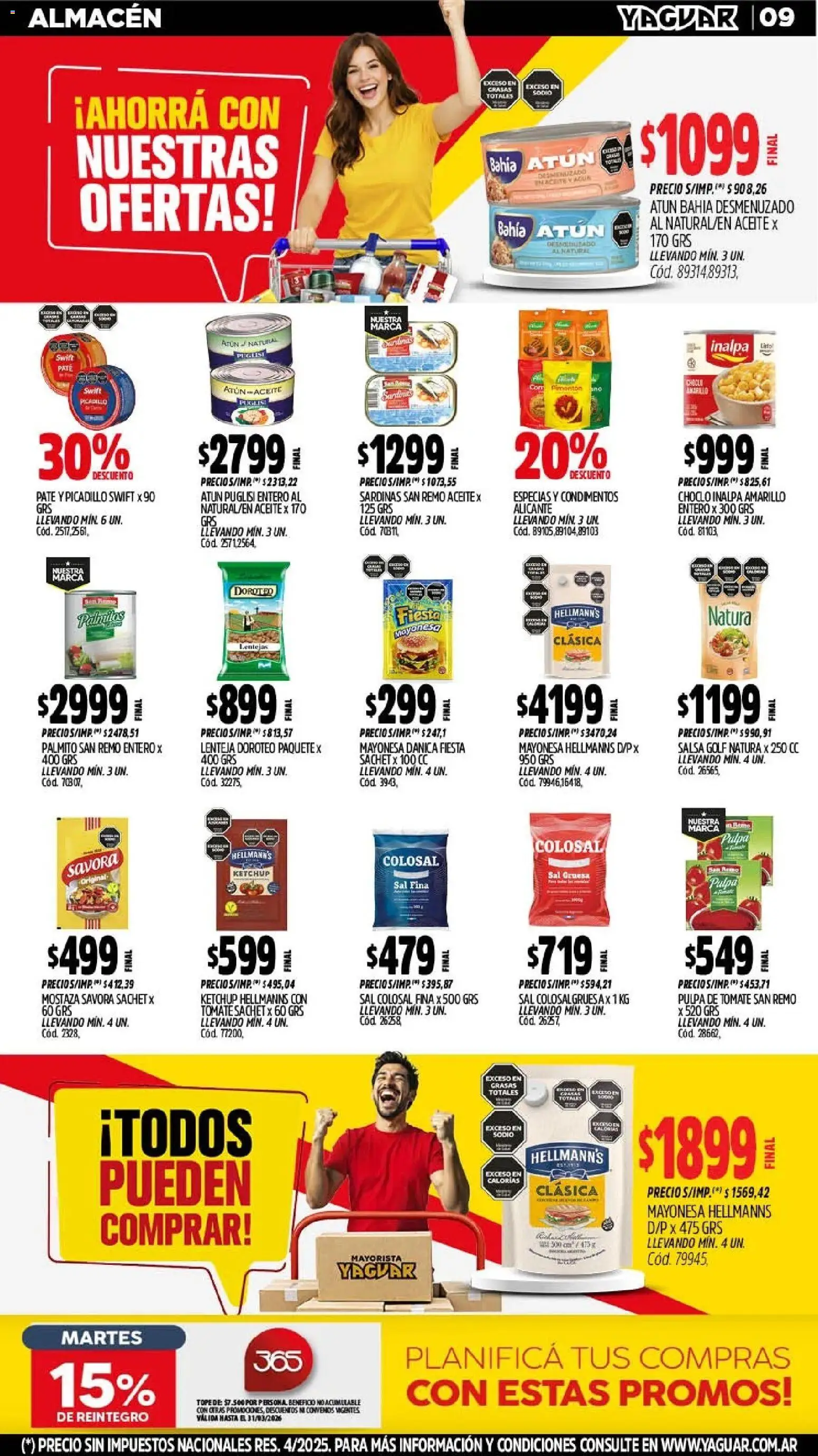 Yaguar - Oferta Semanal General Roca │ válido desde el 02.03.2026 | Página: 9 | Productos: Choclo, Mayonesa, Ketchup, Palmitos