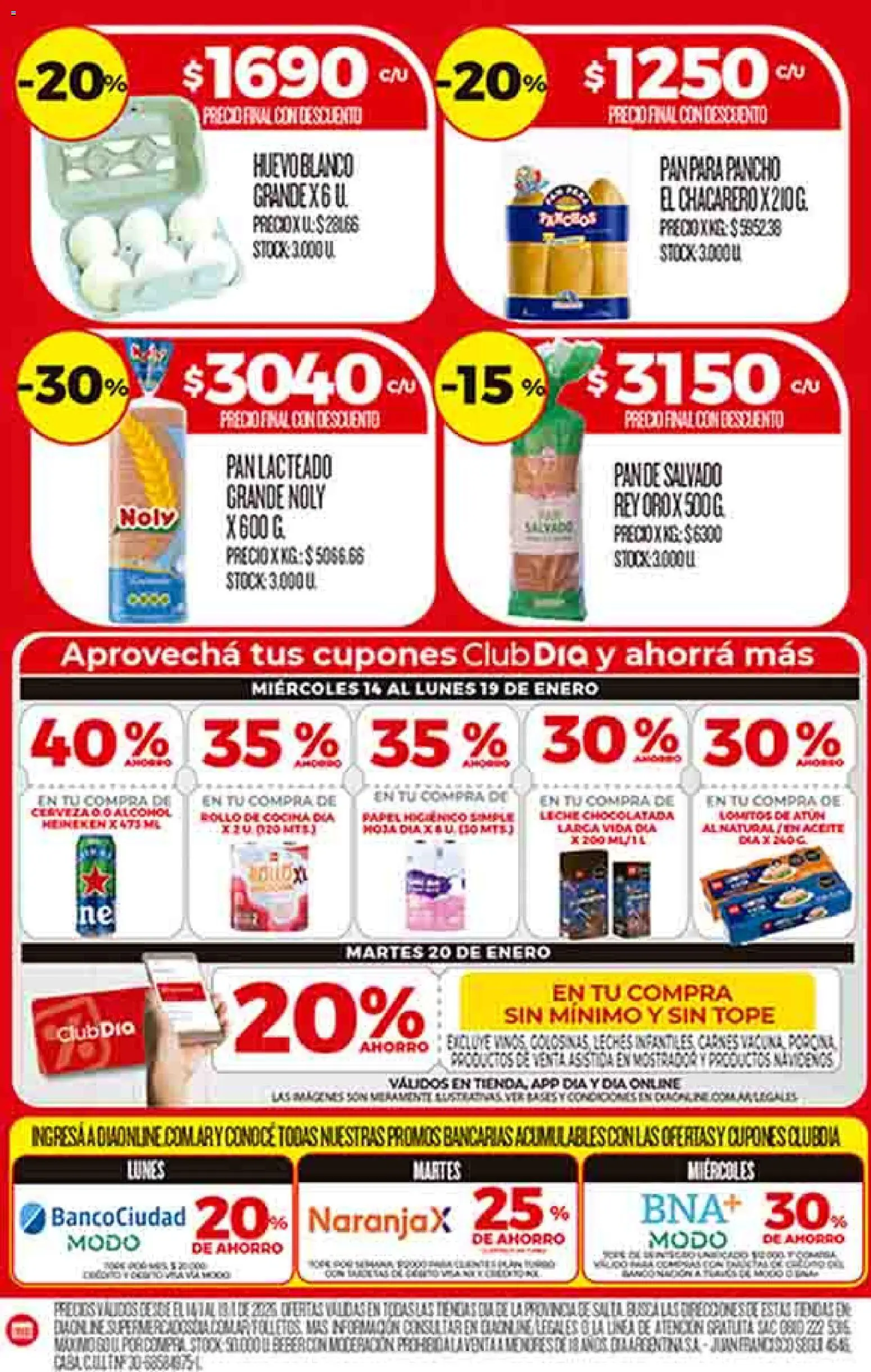 Dia - Ofertas - Salta y Jujuy │ válido desde el 14.01.2026 | Página: 4 | Productos: Aceite, Huevo, Pan, Cerveza