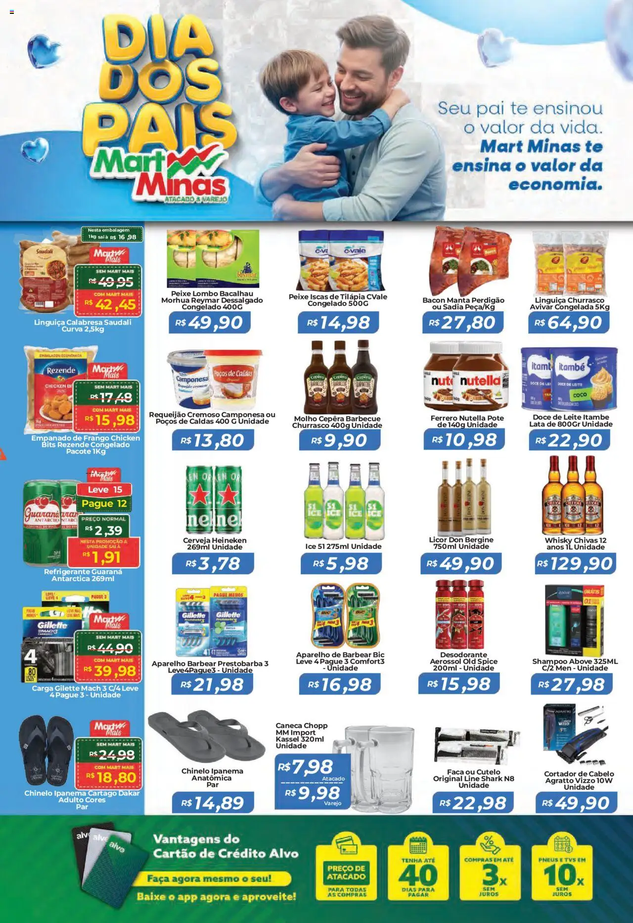 Mart Minas Folheto - válido de 07.08.2025 | Página: 4 | Produtos: Linguiça, Faca, Cerveja Heineken, Aparelho de barbear