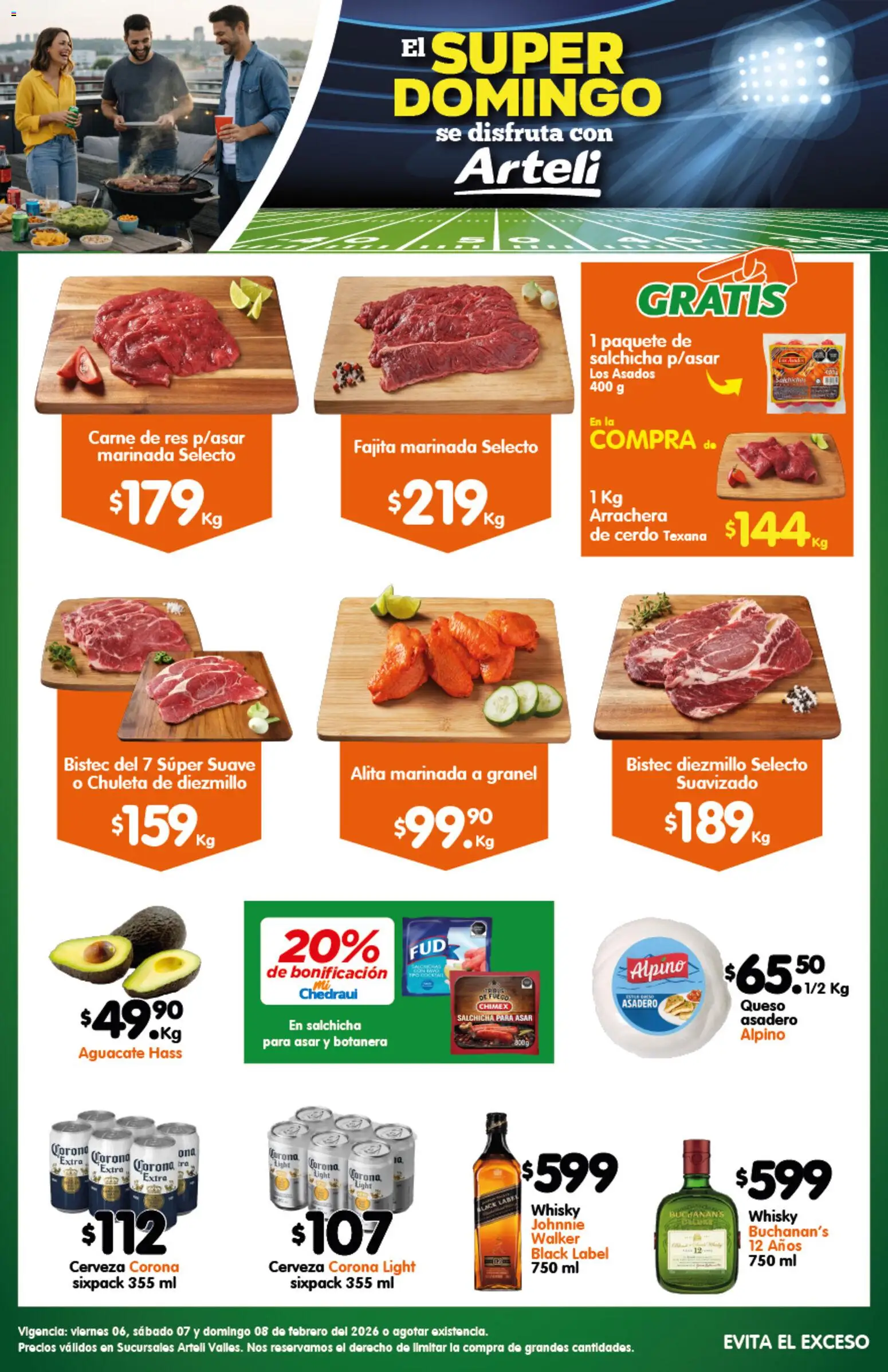 Nuevas ofertas de Arteli válidas en toda la República Mexicana desde el 06.02.2026. ¡Encuentra las mejores ofertas en Arteli folleto Carnes Suc. Valles! | Página: 1