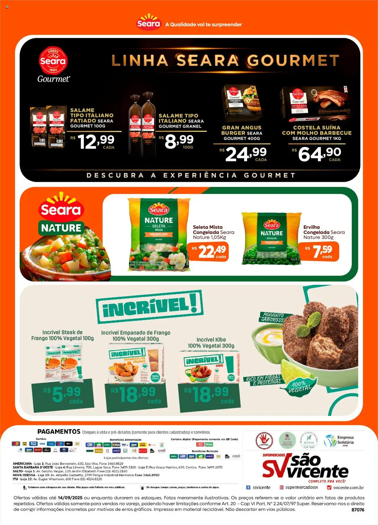 Supermercados São Vicente Folheto - válido de 11.09.2025 | Página: 2 | Produtos: Ervilha, Mel, Carteira, Potes