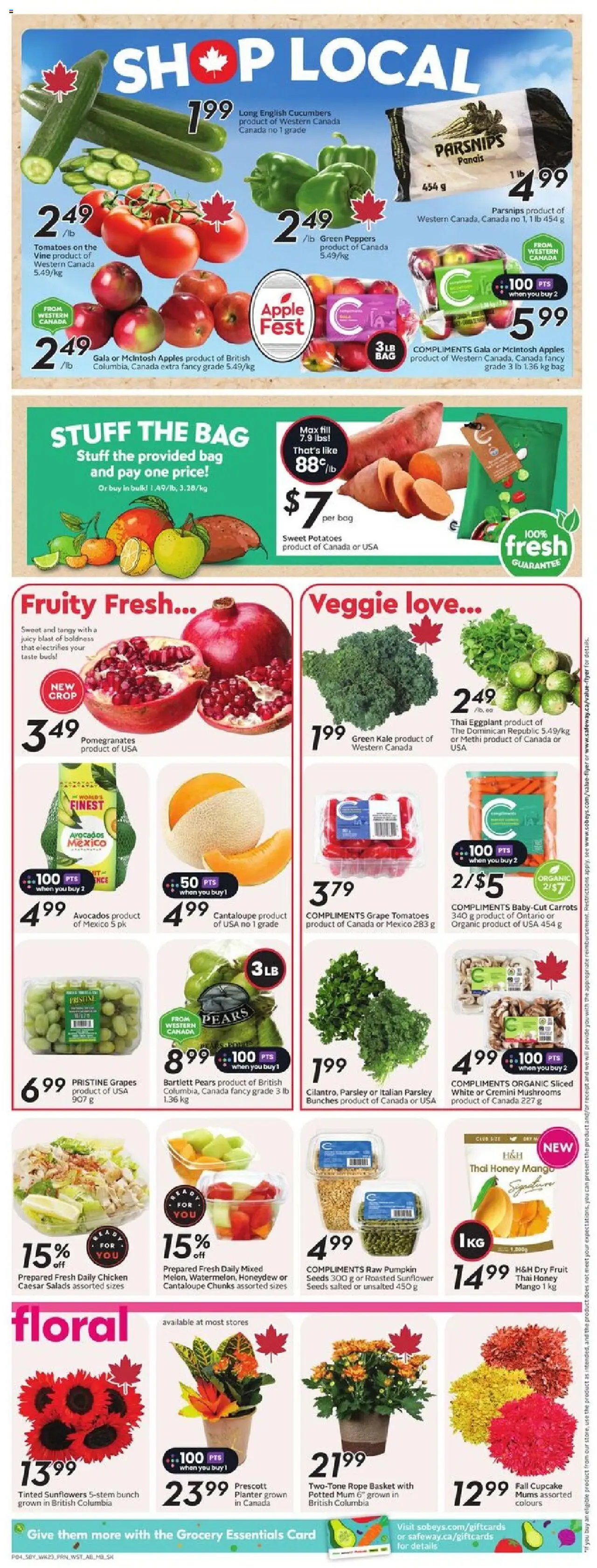 Safeway flyer valid from 02.10.2025 | Page: 7 | Products: Potatoes, Bag, Basket, Tomatoes