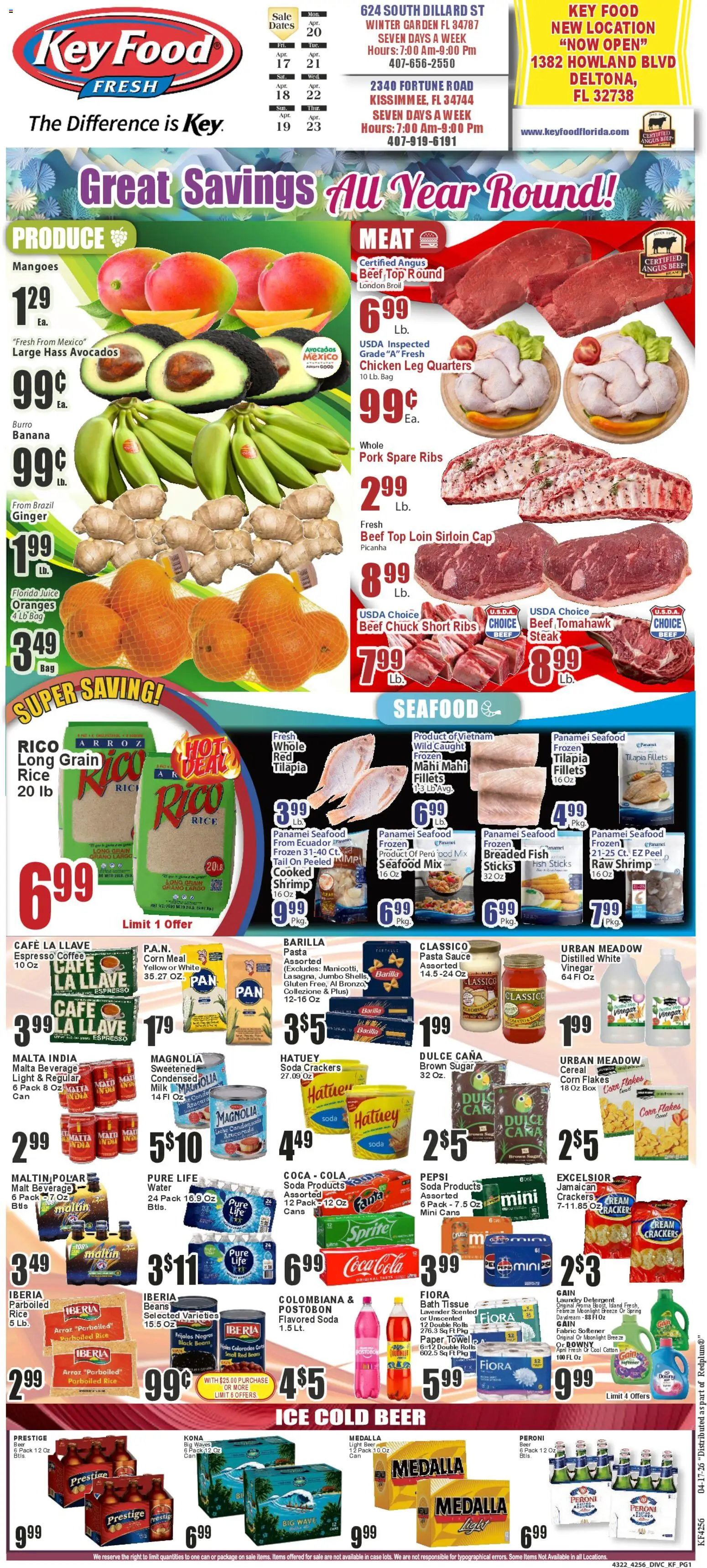 Key Food Weekly Ad - valid from 17.04.2026 | Page: 1 | Products: Box, Juice, Beer, Sugar