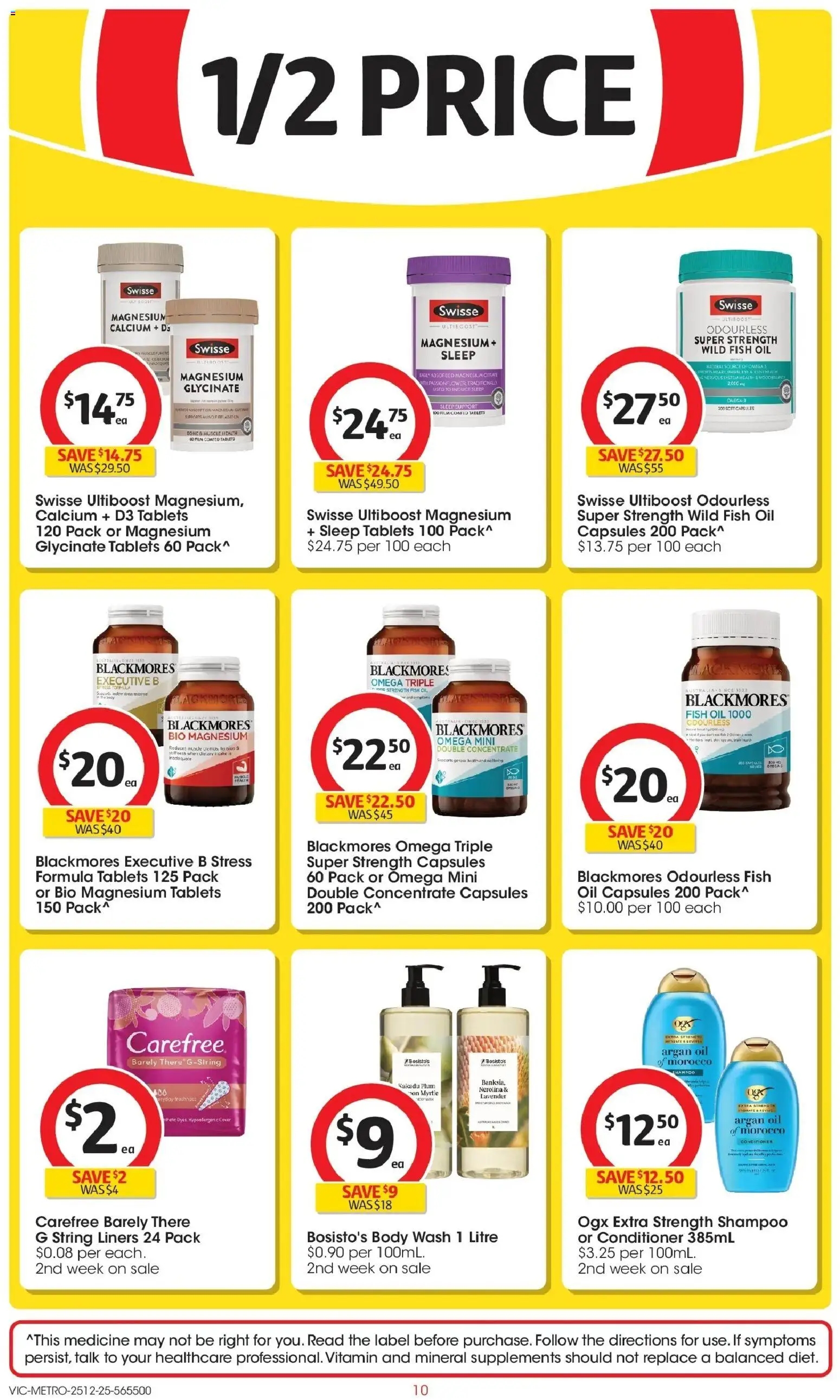 Coles catalogue - valid from 25.12.2025 | Page: 10 | Products: Shampoo, Fish oil, Tablets, Vitamin