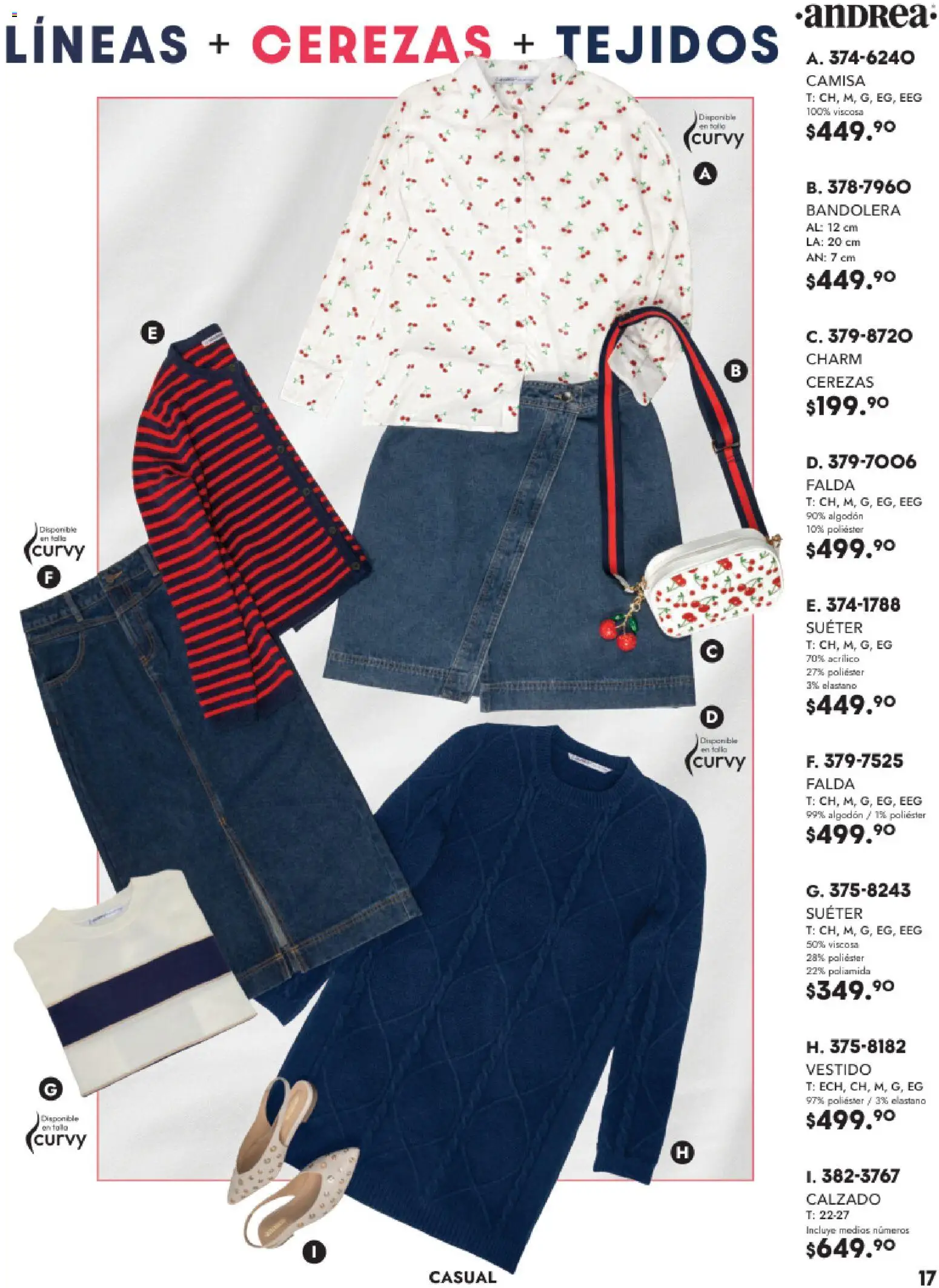 Nuevas ofertas de Andrea válidas en toda la República Mexicana desde el 26.11.2025. ¡Encuentra las mejores ofertas en Andrea catálogo Vestir! | Página: 17 | Productos: Suéter, Camisa, Cerezas, Algodón