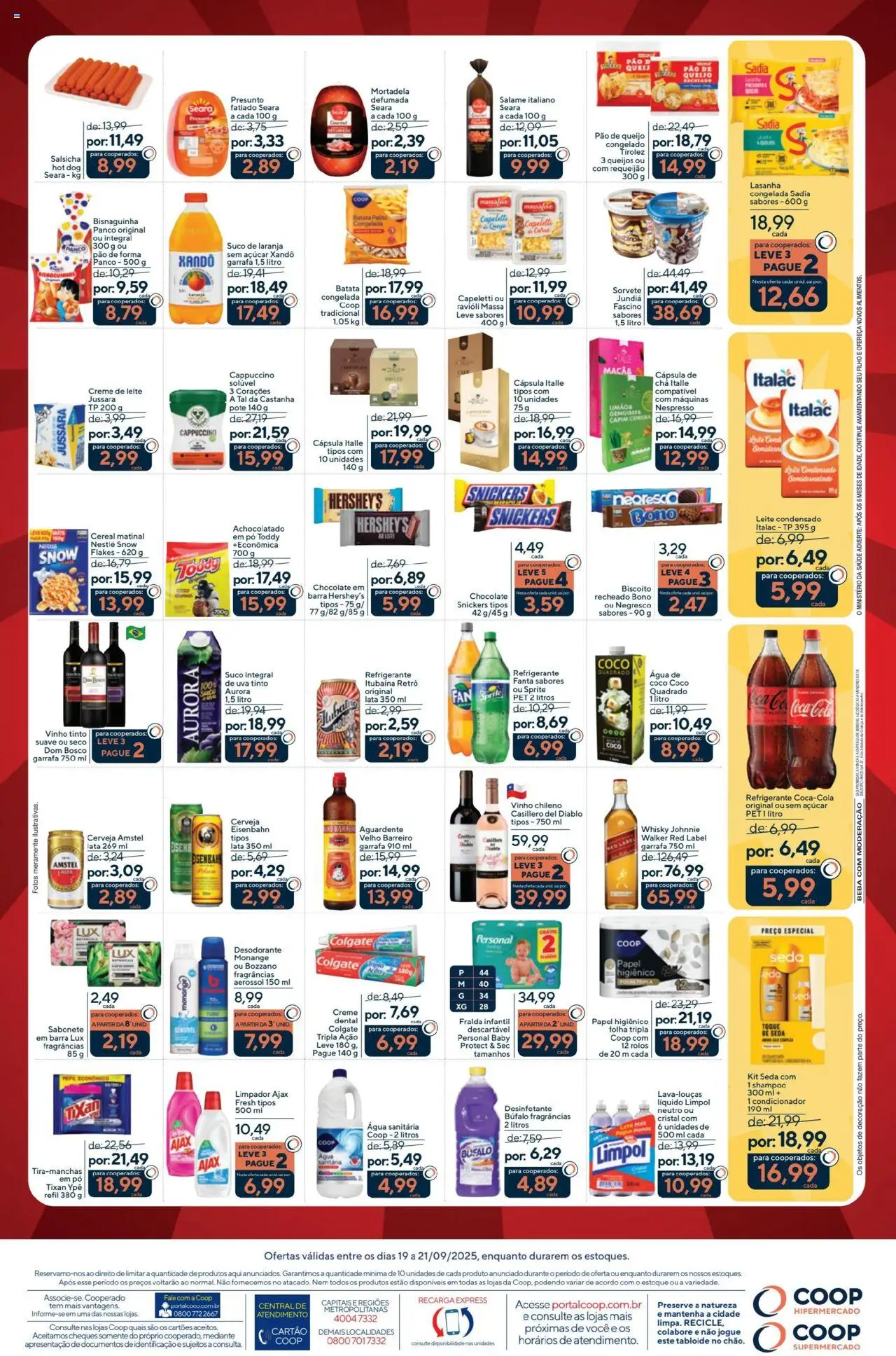 Coop Folheto - válido de 19.09.2025 | Página: 2 | Produtos: Whisky, Mortadela, Leite condensado, Requeijão