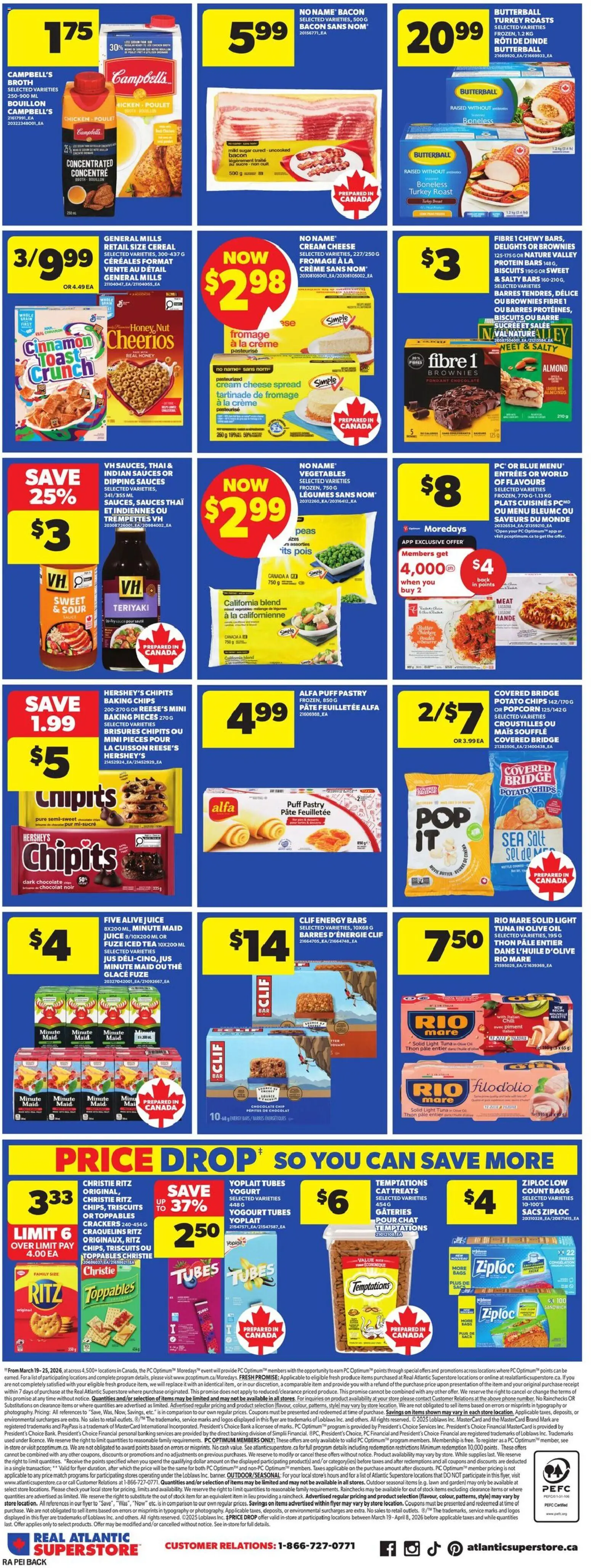 Atlantic Superstore flyer valid from 19.03.2026 | Page: 4 | Products: Tea, Cream, PC, Butter