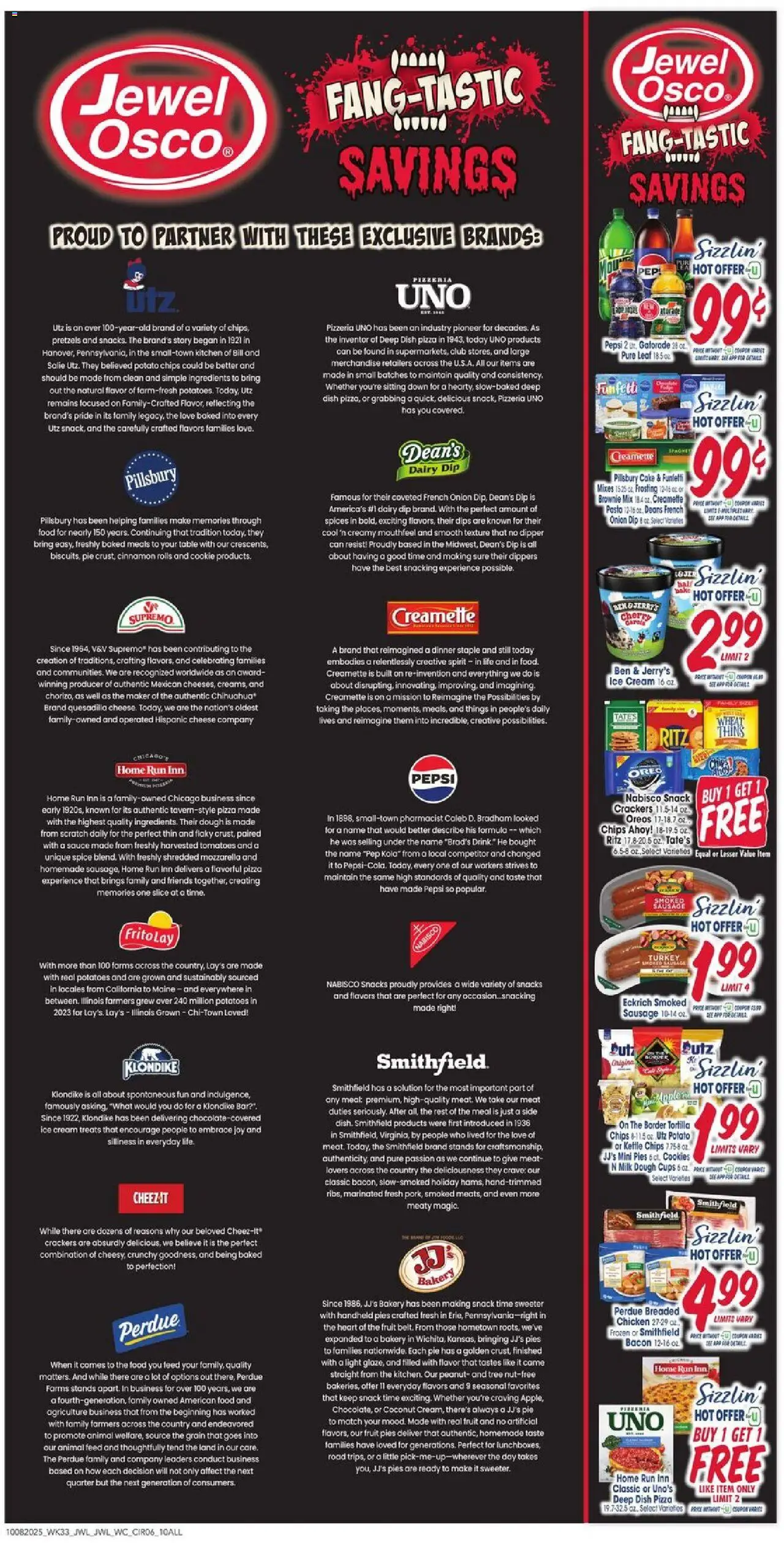 Jewel Osco Weekly Ad - IL - valid from 08.10.2025 | Page: 6 | Products: Cheese, Pasta, Ice cream, Sausage