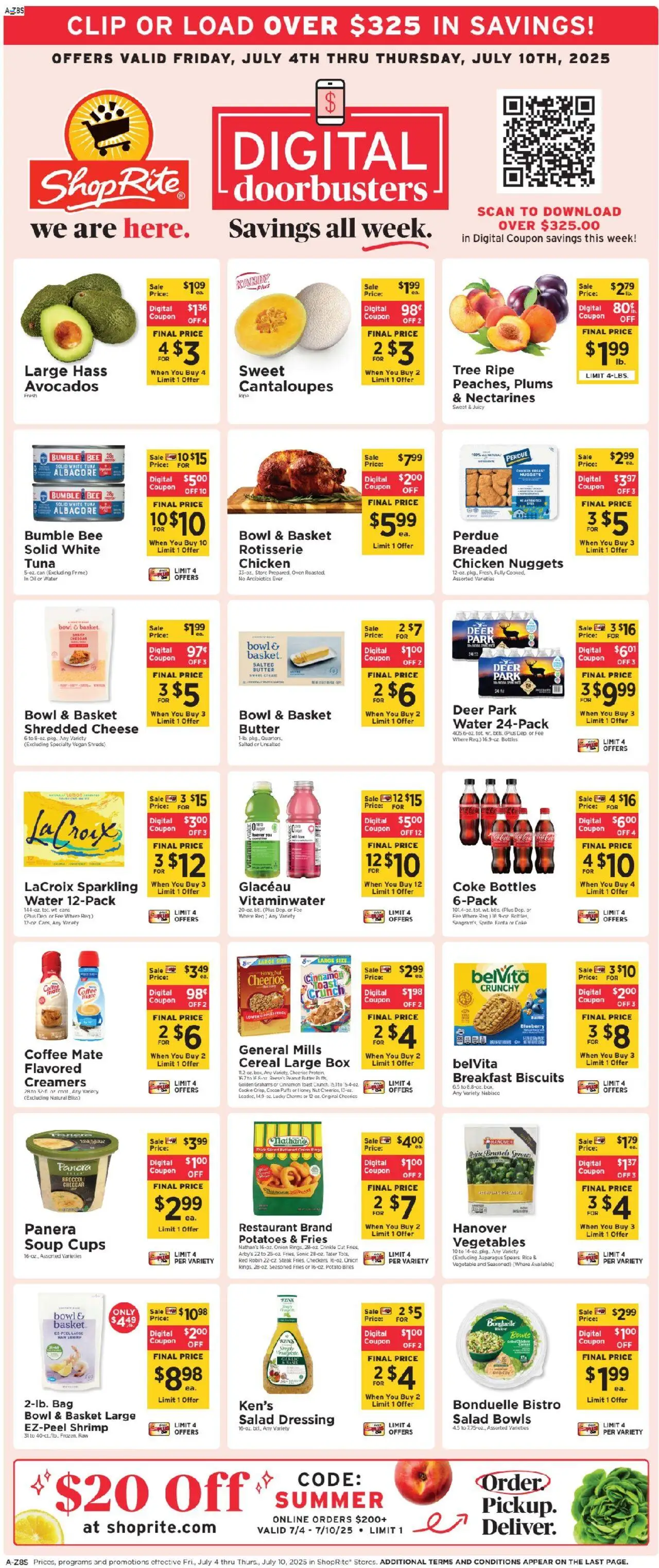ShopRite Weekly Ad - valid from 03.07.2025 | Page: 1 | Products: Broccoli, Coffee, Vegetables, Bag