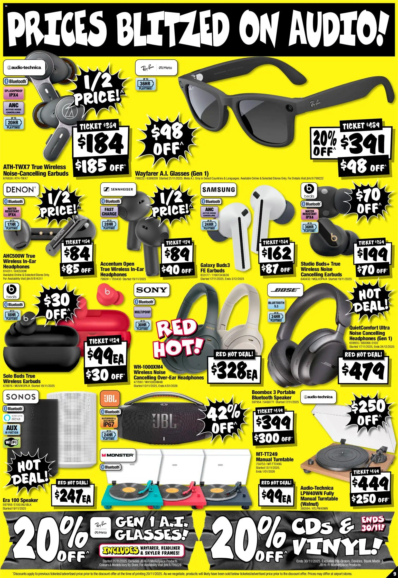 JB Hi-Fi catalogue - valid from 28.11.2025 | Page: 9 | Products: Water, Glasses, Headphones, Portable