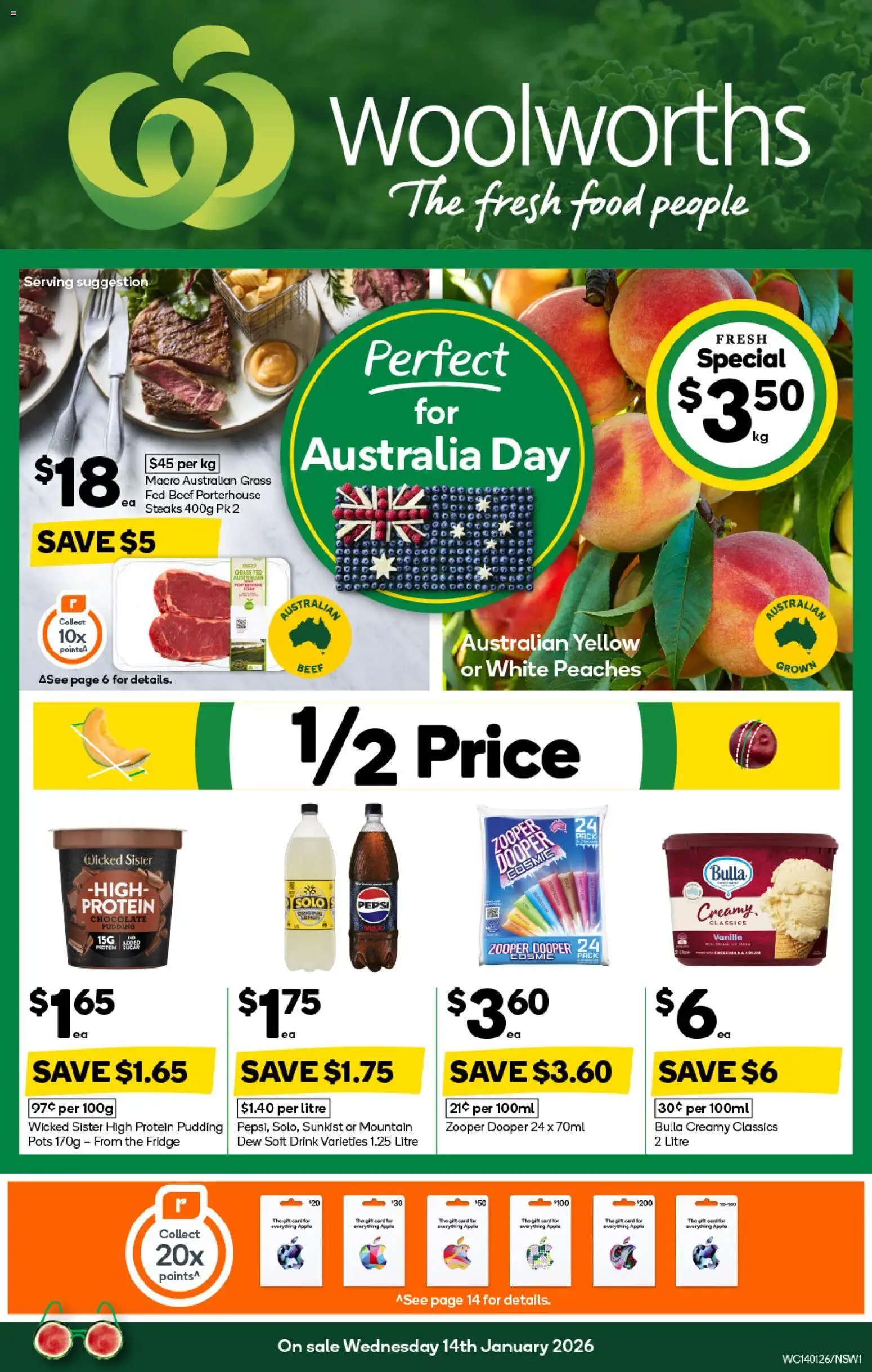 Woolworths catalogue - valid from 14.01.2026 | Page: 1 | Products: Grass, Chocolate, Pudding, Fridge