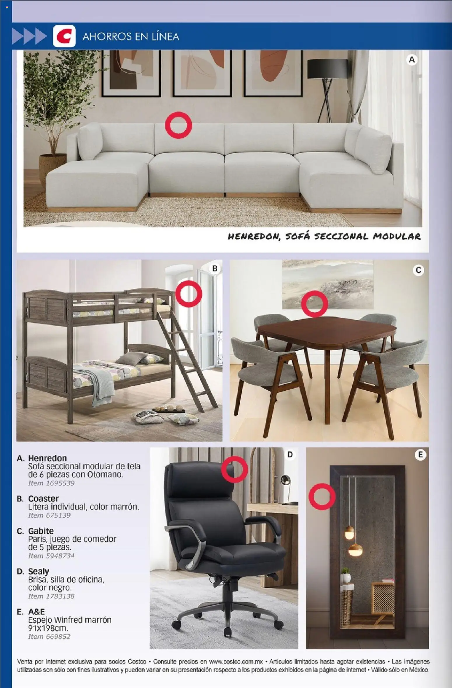 Nuevas ofertas de Costco válidas en toda la República Mexicana desde el 01.11.2025. ¡Encuentra las mejores ofertas en Costco Revista Noviembre! | Página: 52 | Productos: Sofá, Litera, Modular, Espejo