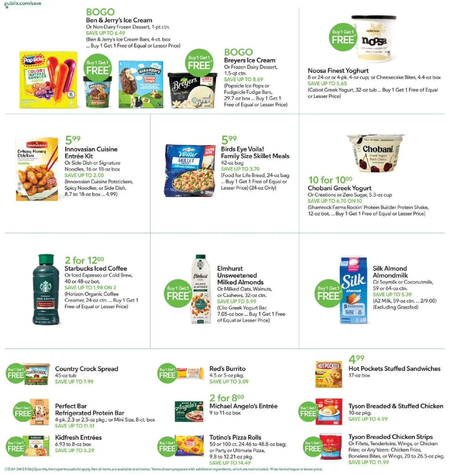 Publix Weekly Ad - valid from 22.04.2026 | Page: 12 | Products: Coffee, Ice cream, Cheesecake, Bag