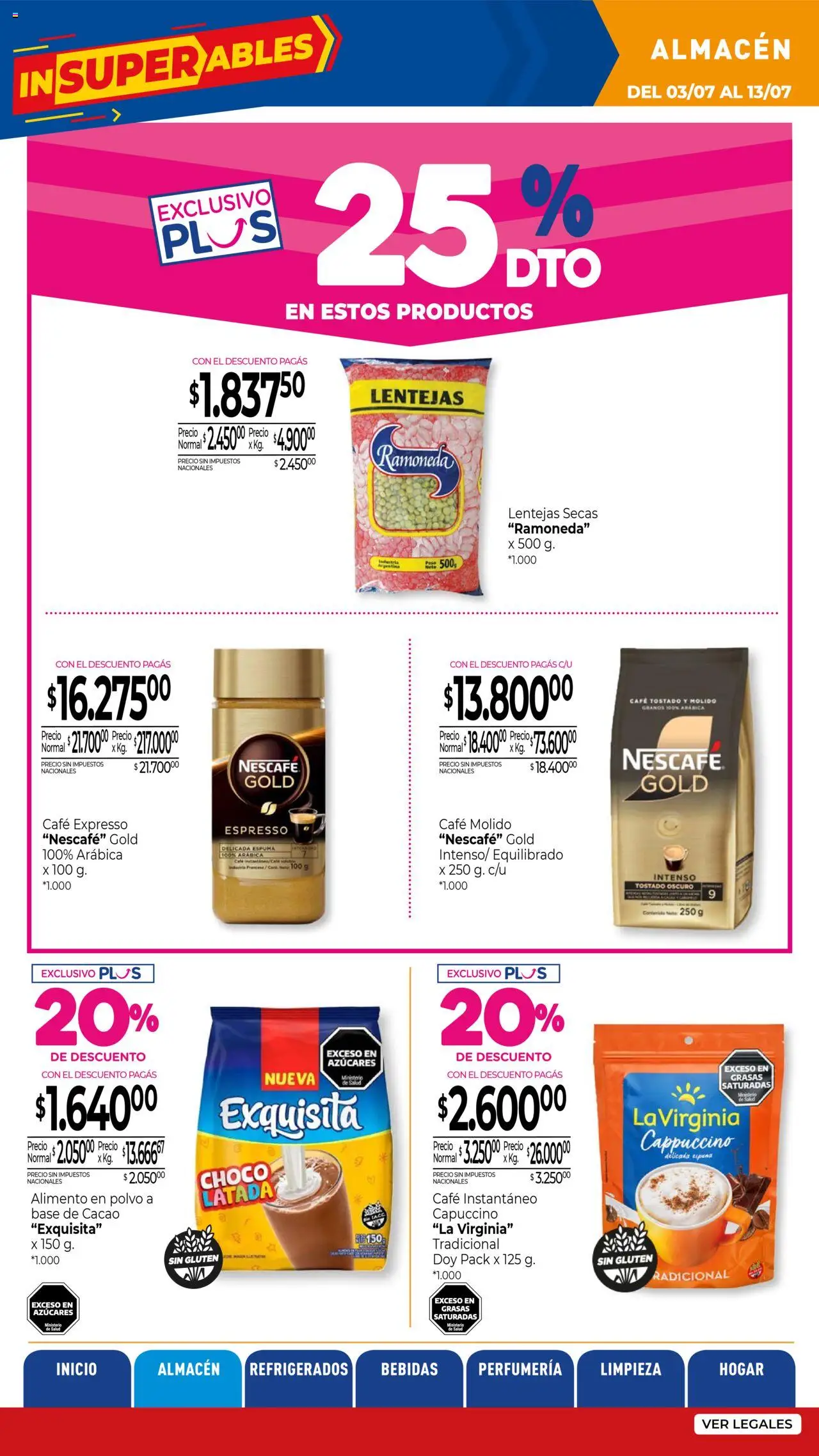 La Anonima - Insuperables - z5 │ válido desde el 03.07.2025 | Página: 14 | Productos: Lentejas, Polvo, Café, Cacao