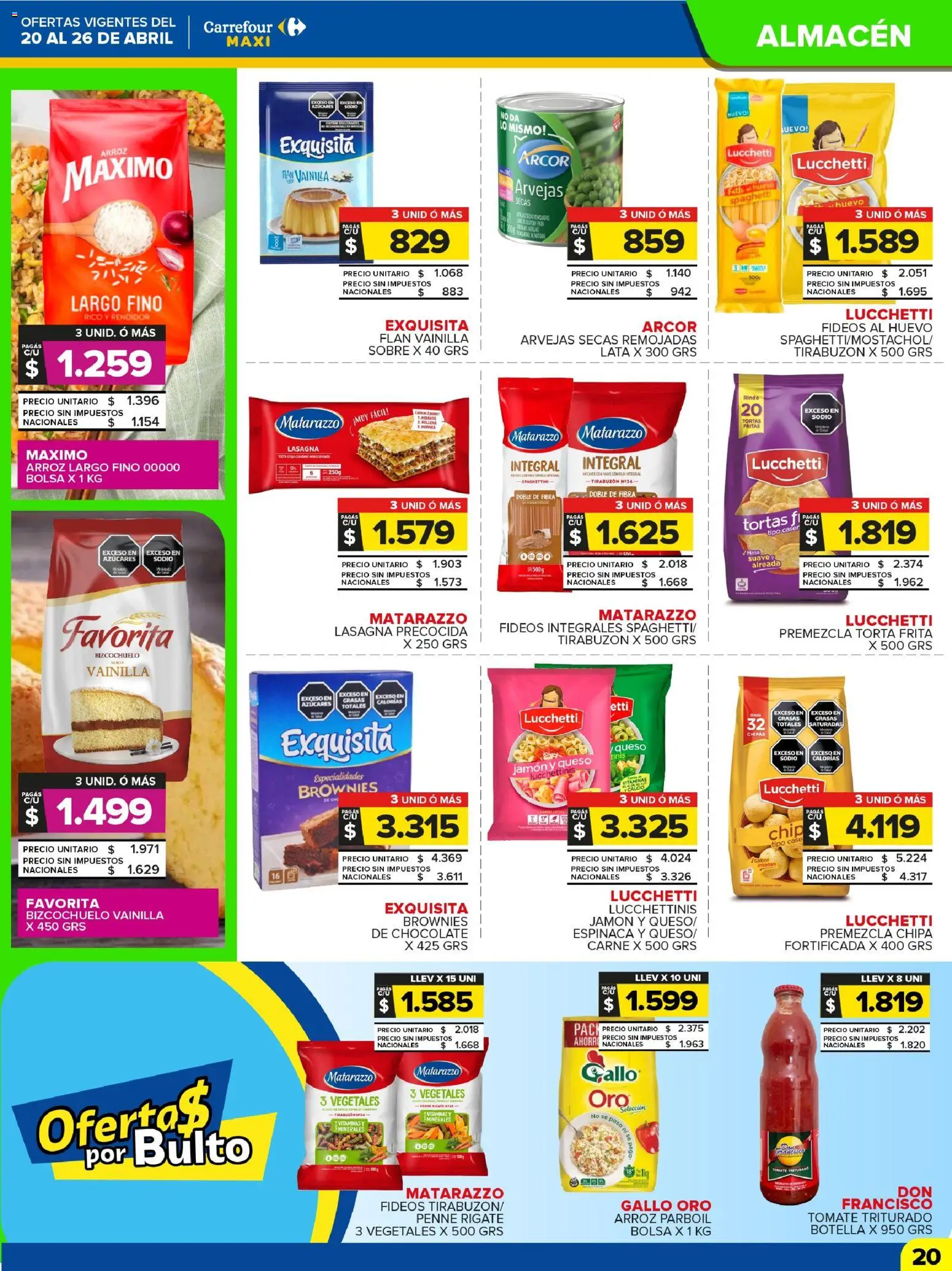 Carrefour Maxi catálogo │ válido desde el 20.04.2026 | Página: 20 | Productos: Tomate, Torta, Queso, Fideos
