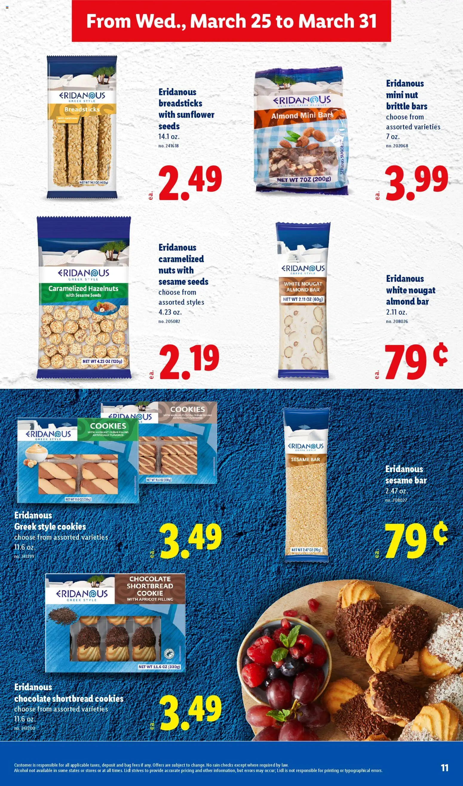 Lidl Weekly Ad - valid from 25.03.2026 | Page: 11 | Products: Chocolate, Nuts, Cookies, Bag