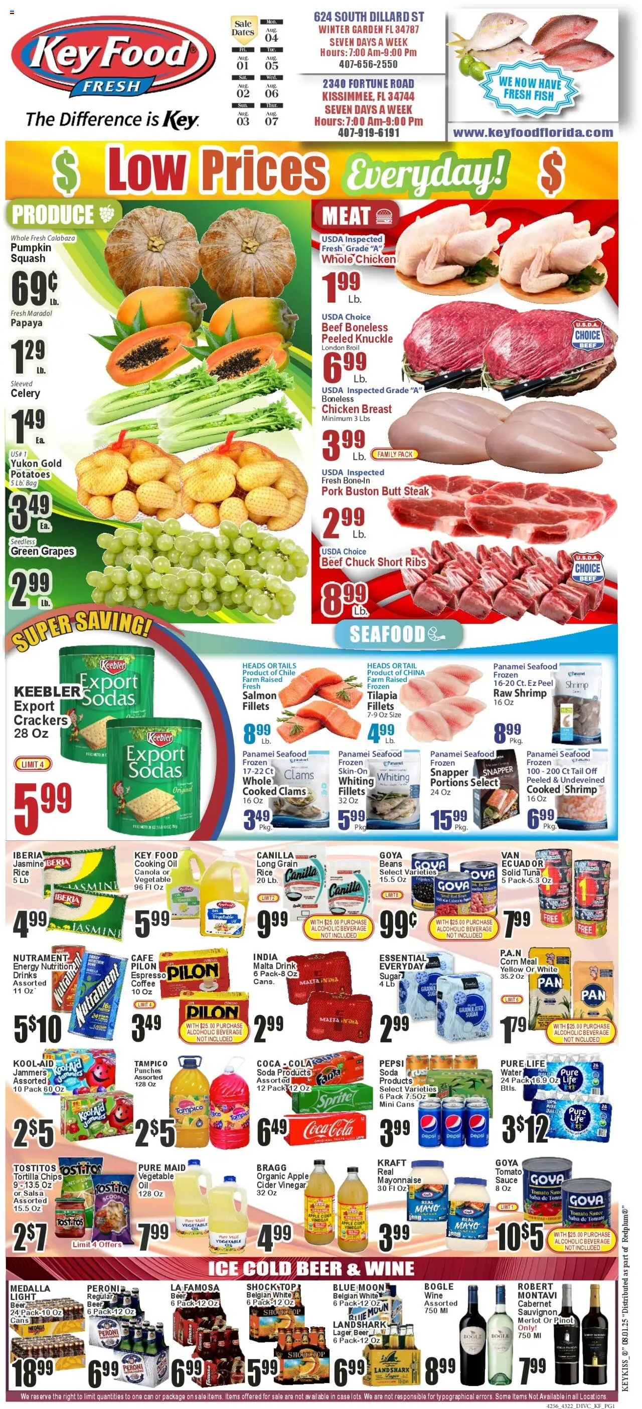 Key Food Weekly Ad - valid from 01.08.2025 | Page: 1 | Products: Vinegar, Corn, Squash, Rice
