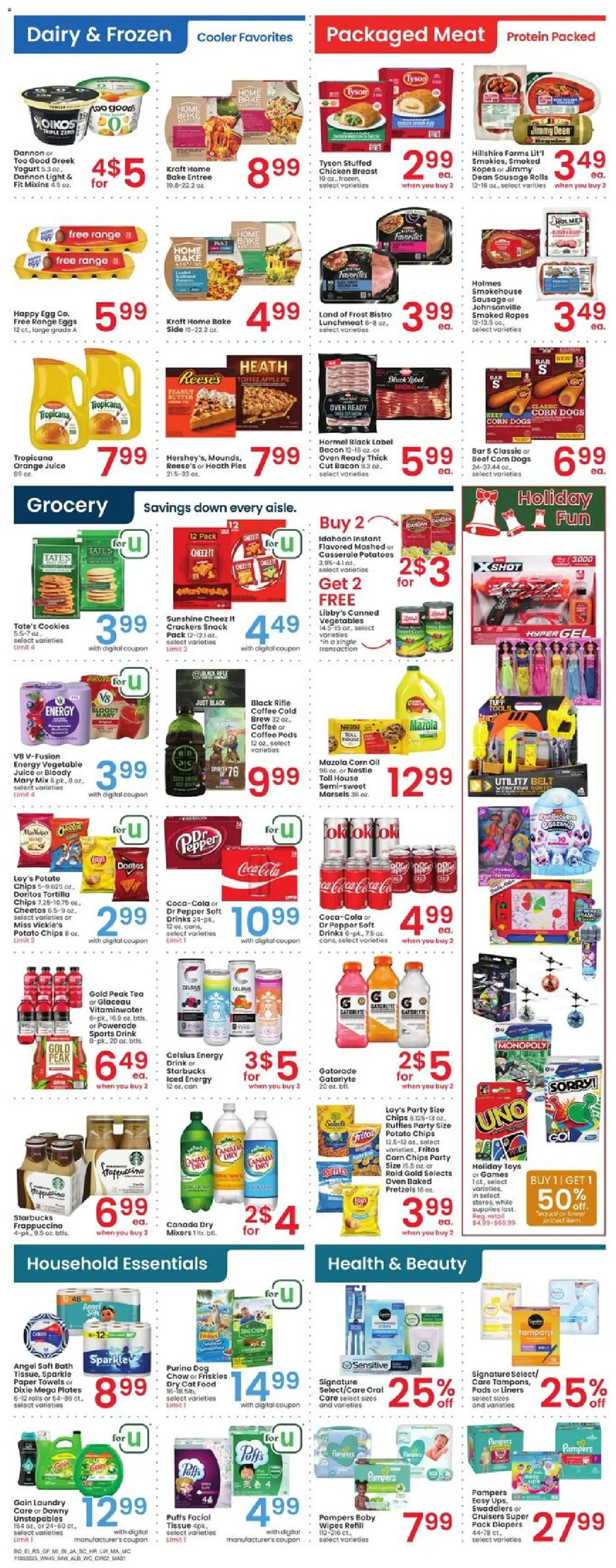 Albertsons Weekly Ad - valid from 05.11.2025 | Page: 3 | Products: Yogurt, Coffee, Vegetables, Belt