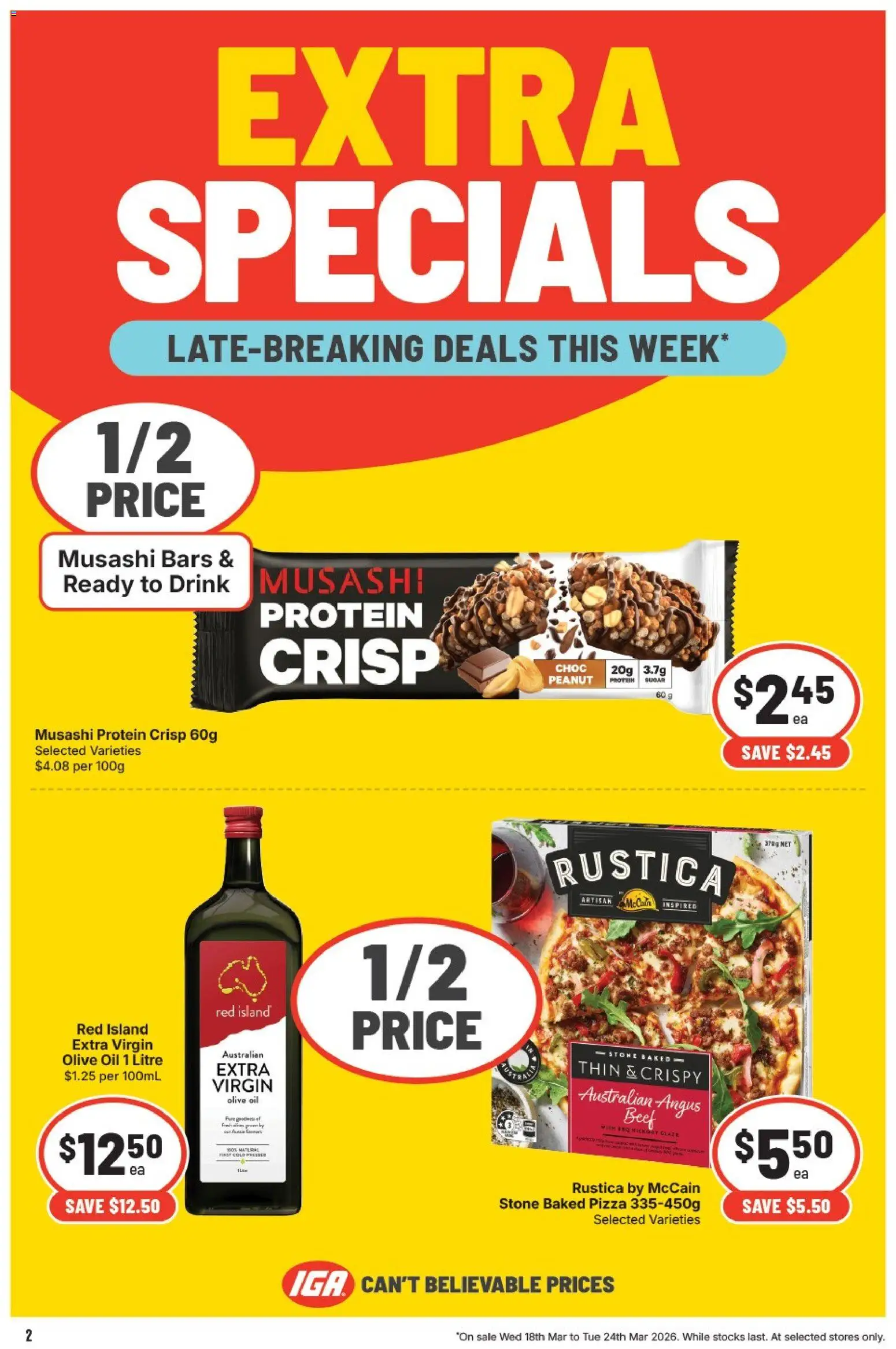 IGA catalogue - valid from 18.03.2026 | Page: 3 | Products: Chicken, Noodles, Beef, Dog food