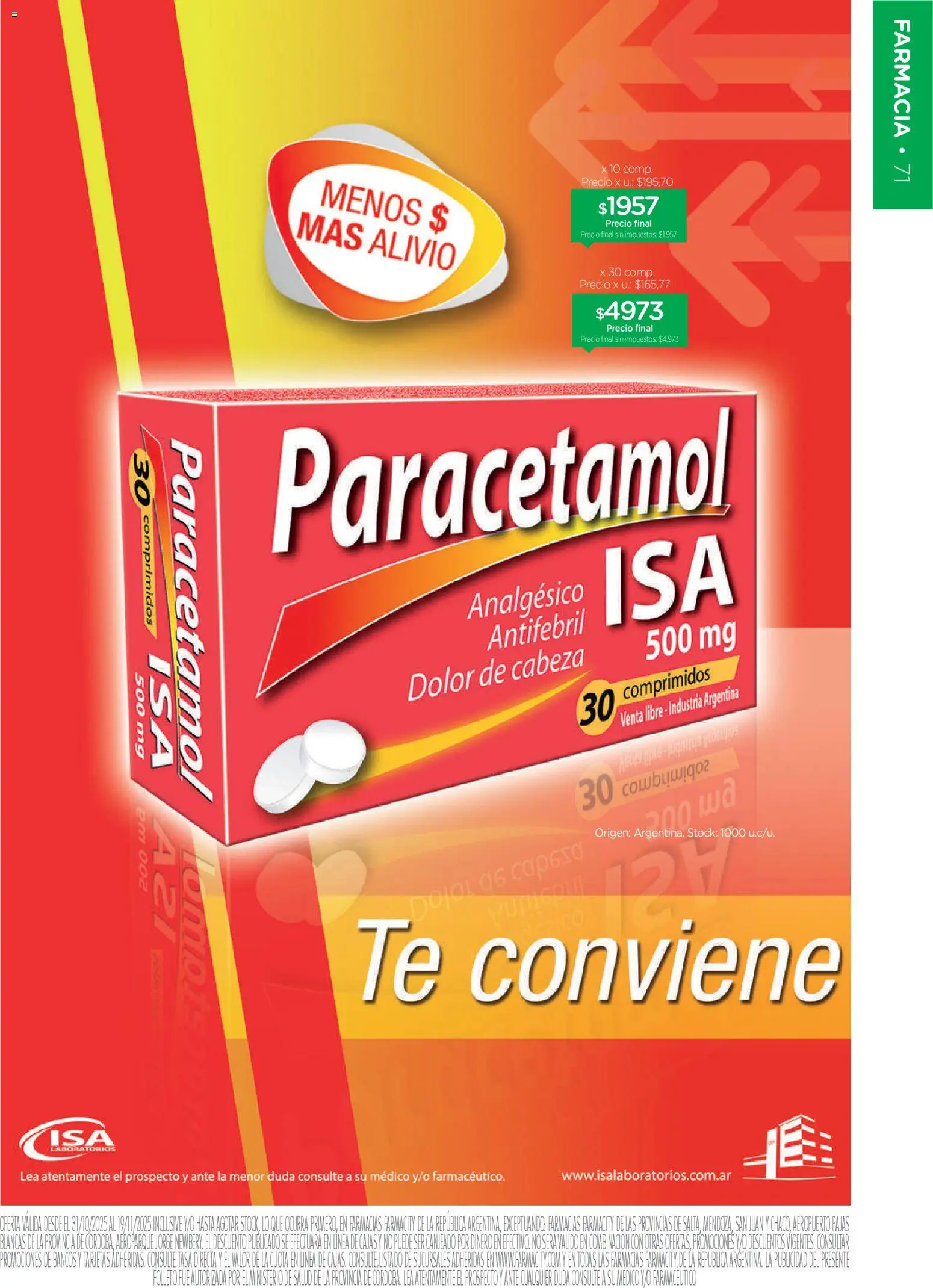 Farmacity catálogo │ válido desde el 30.10.2025 | Página: 71 | Productos: Sal, Té, Analgésico