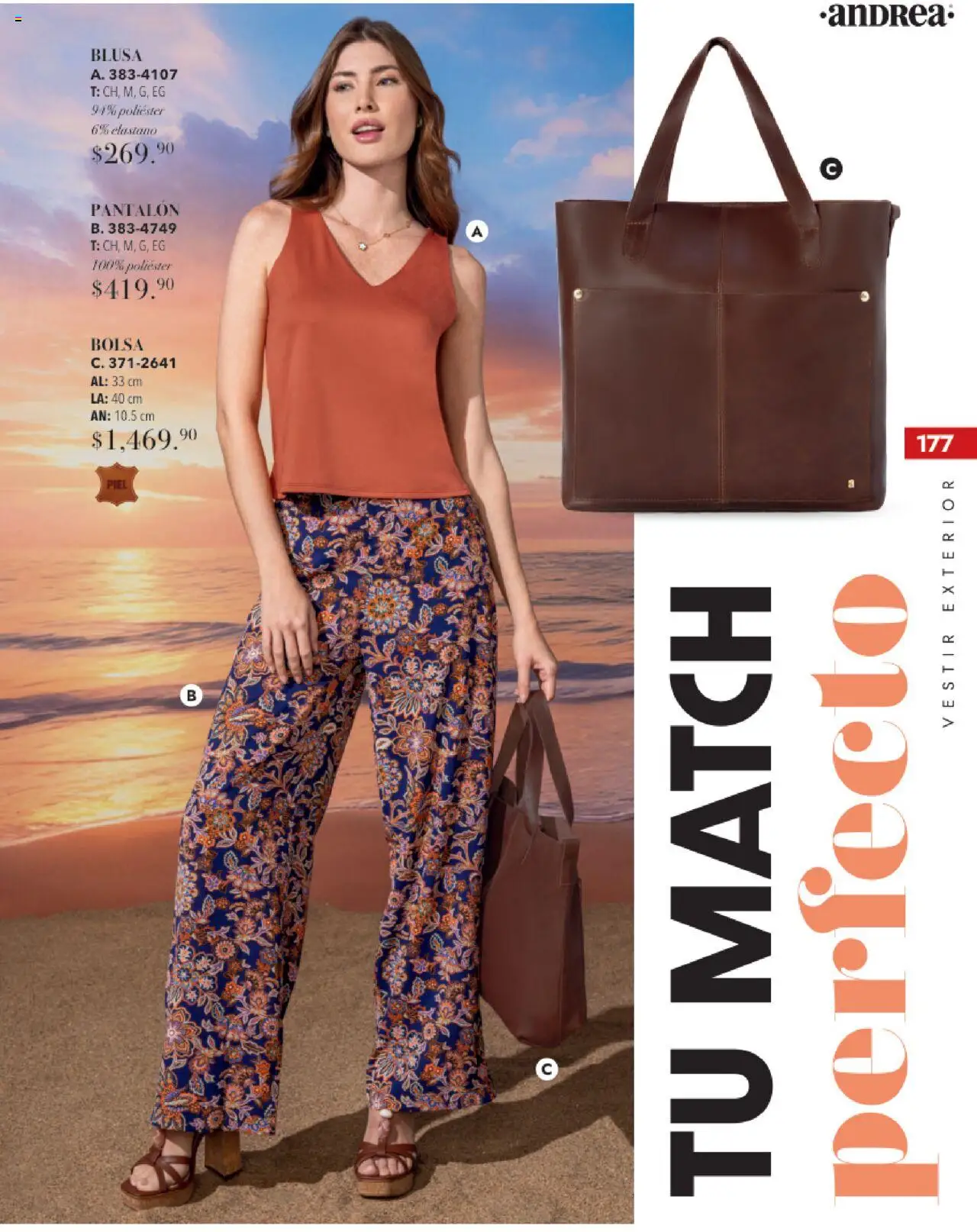 Nuevas ofertas de Andrea válidas en toda la República Mexicana desde el 17.08.2025. ¡Encuentra las mejores ofertas en Andrea - Catálogo Tropical Otoño / Invierno! | Página: 177 | Productos: Blusa, Bolsa