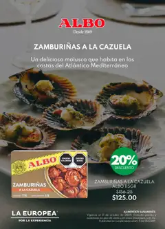 Vista previa de La Europea catálogo Las zamburiñas ALBO, nuevo folleto de la tienda, válido en México a partir del 21.10.2025
