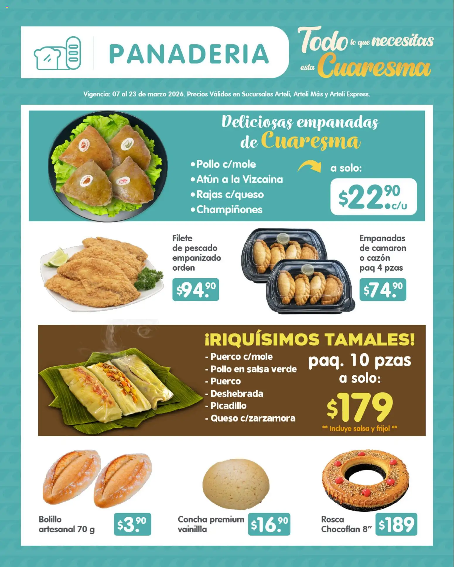Nuevas ofertas de Arteli válidas en toda la República Mexicana desde el 07.03.2026. ¡Encuentra las mejores ofertas en Arteli folleto Quincenal! | Página: 3 | Productos: Atún, Queso, Picadillo, Panadería