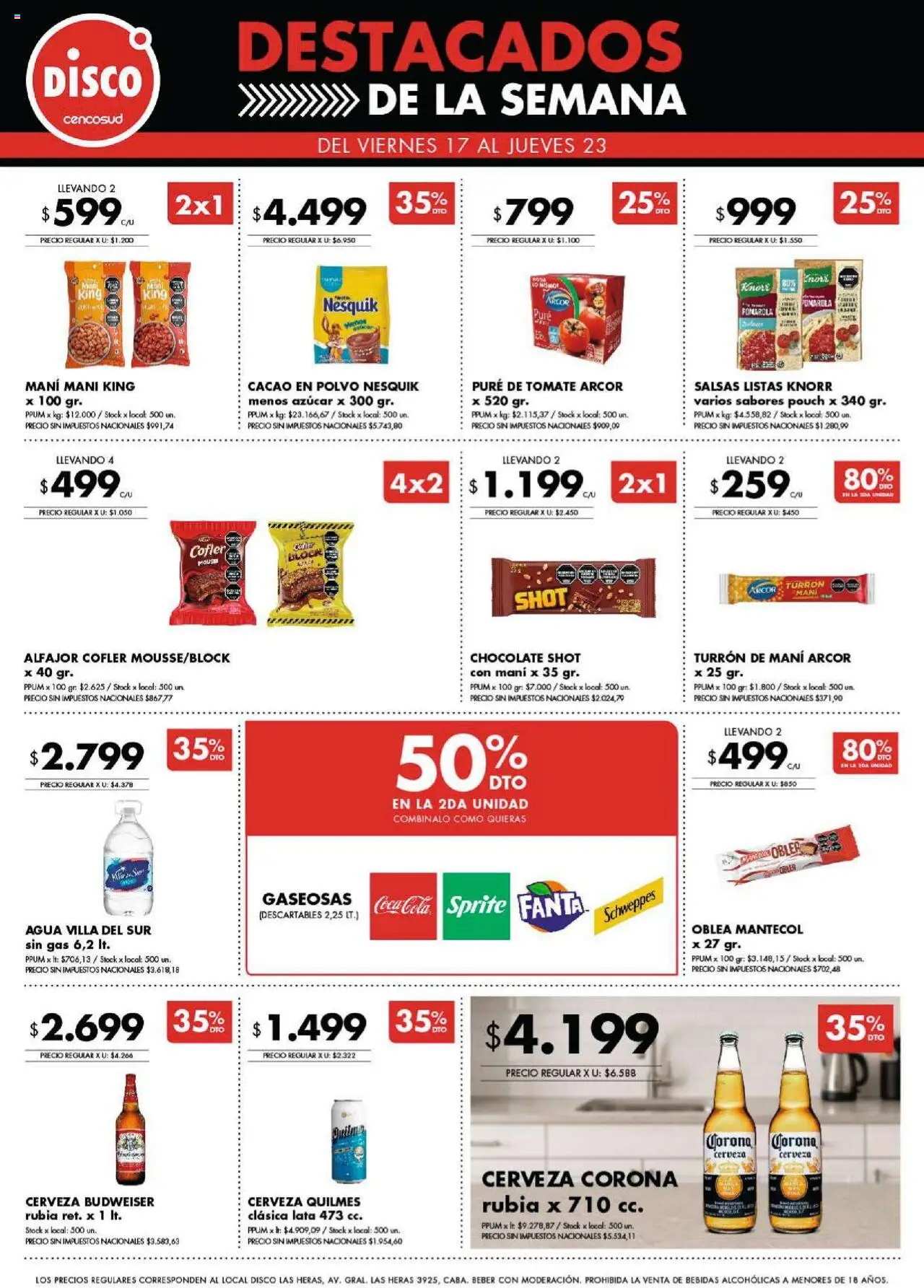 Disco - Destacados - Ofertas I Nacional │ válido desde el 17.10.2025 | Página: 1 | Productos: Disco, Agua, Alfajor, Cacao