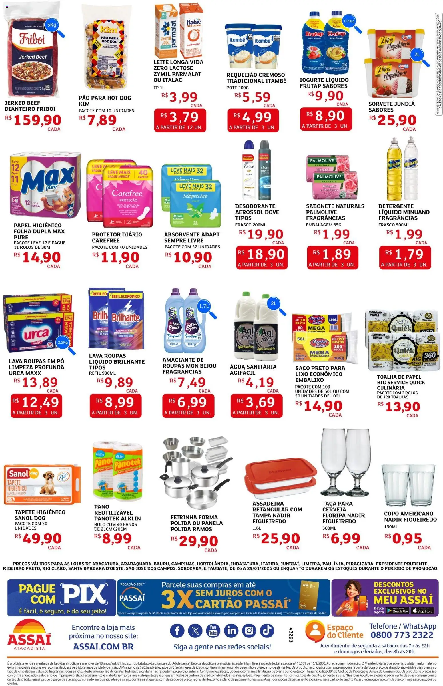 Assaí Atacadista Folheto - válido de 26.01.2026 | Página: 2 | Produtos: Detergente, Iogurte, Pão, Base