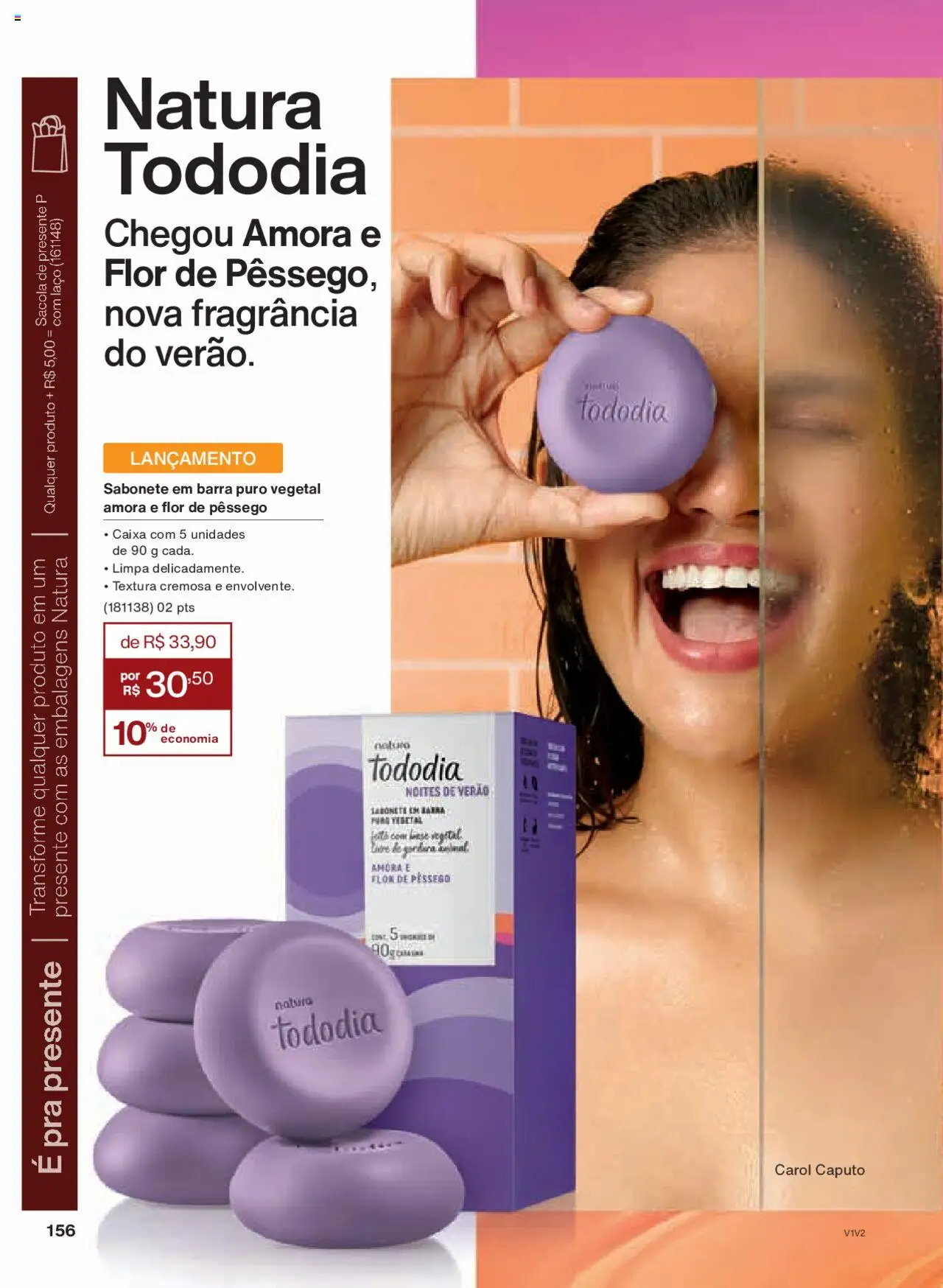 Natura Folheto - válido de 14.10.2025 | Página: 156 | Produtos: Pêssego, Fragrância, Caixa, Sabonete