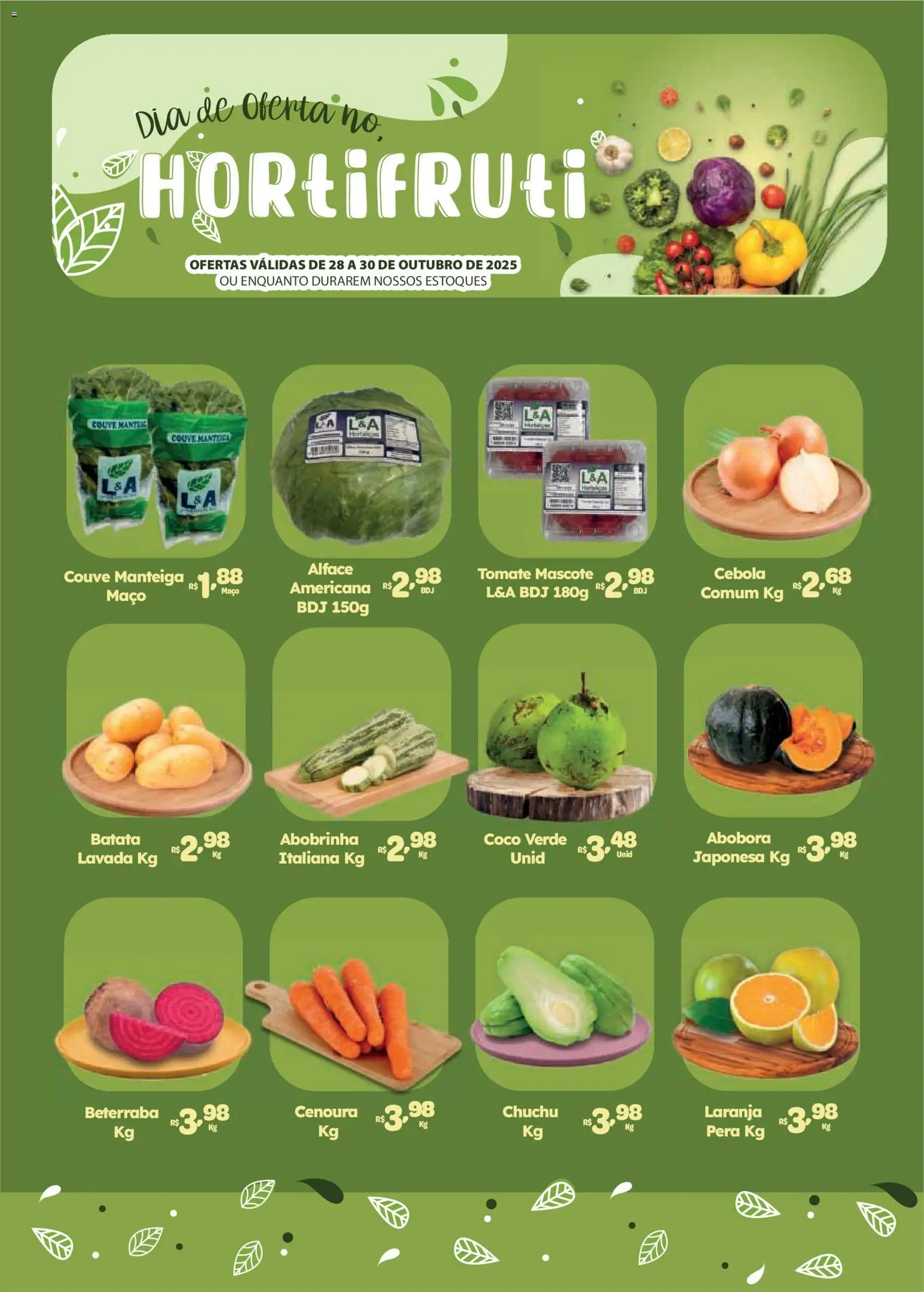 Comercial Esperança Folheto - válido de 28.10.2025 | Página: 1 | Produtos: Abobrinha, Beterraba, Cebola, Batata
