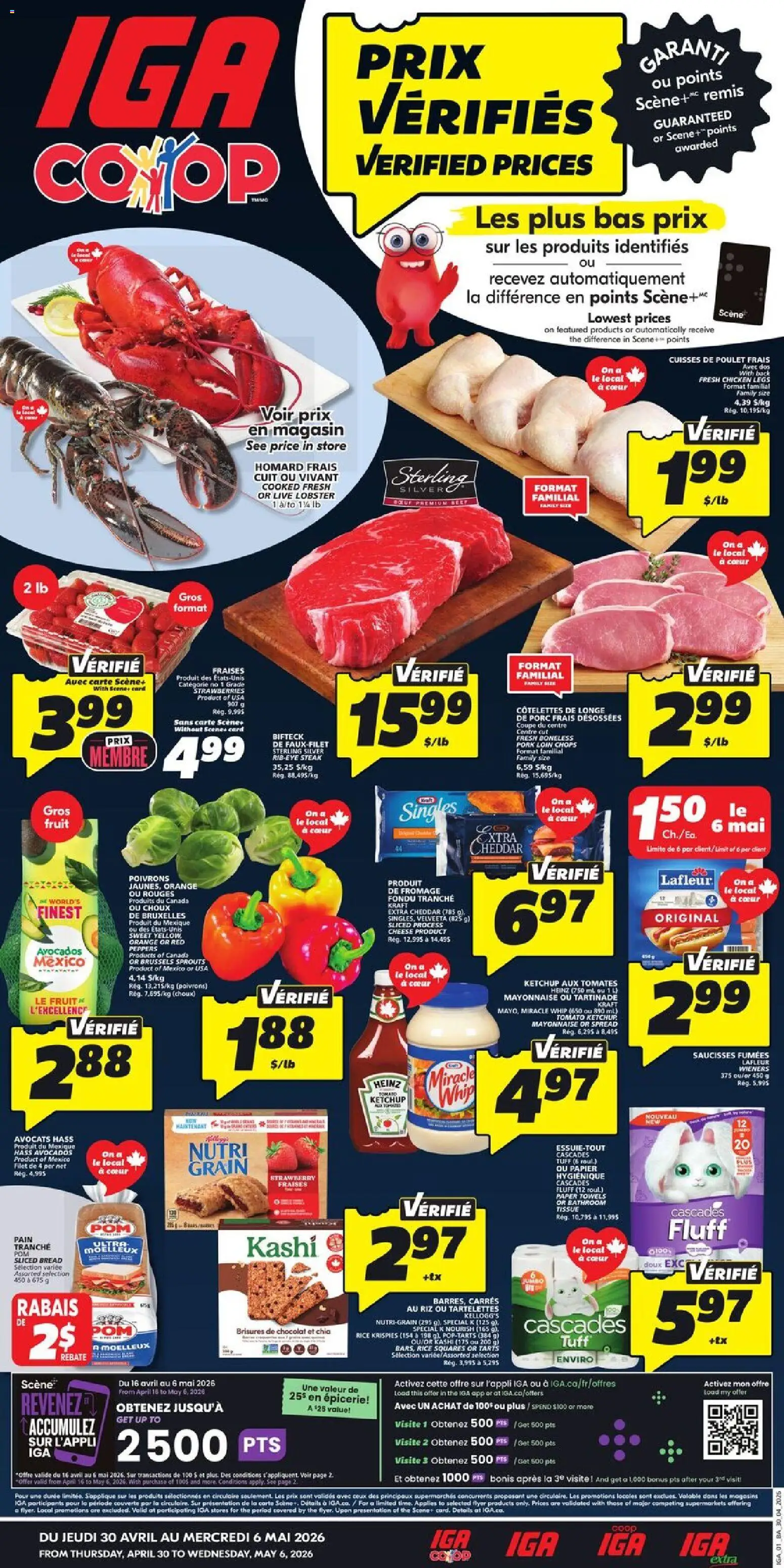 IGA flyer valid from 30.04.2026 | Page: 1 | Products: Cheese, Bread, Chicken, Pork