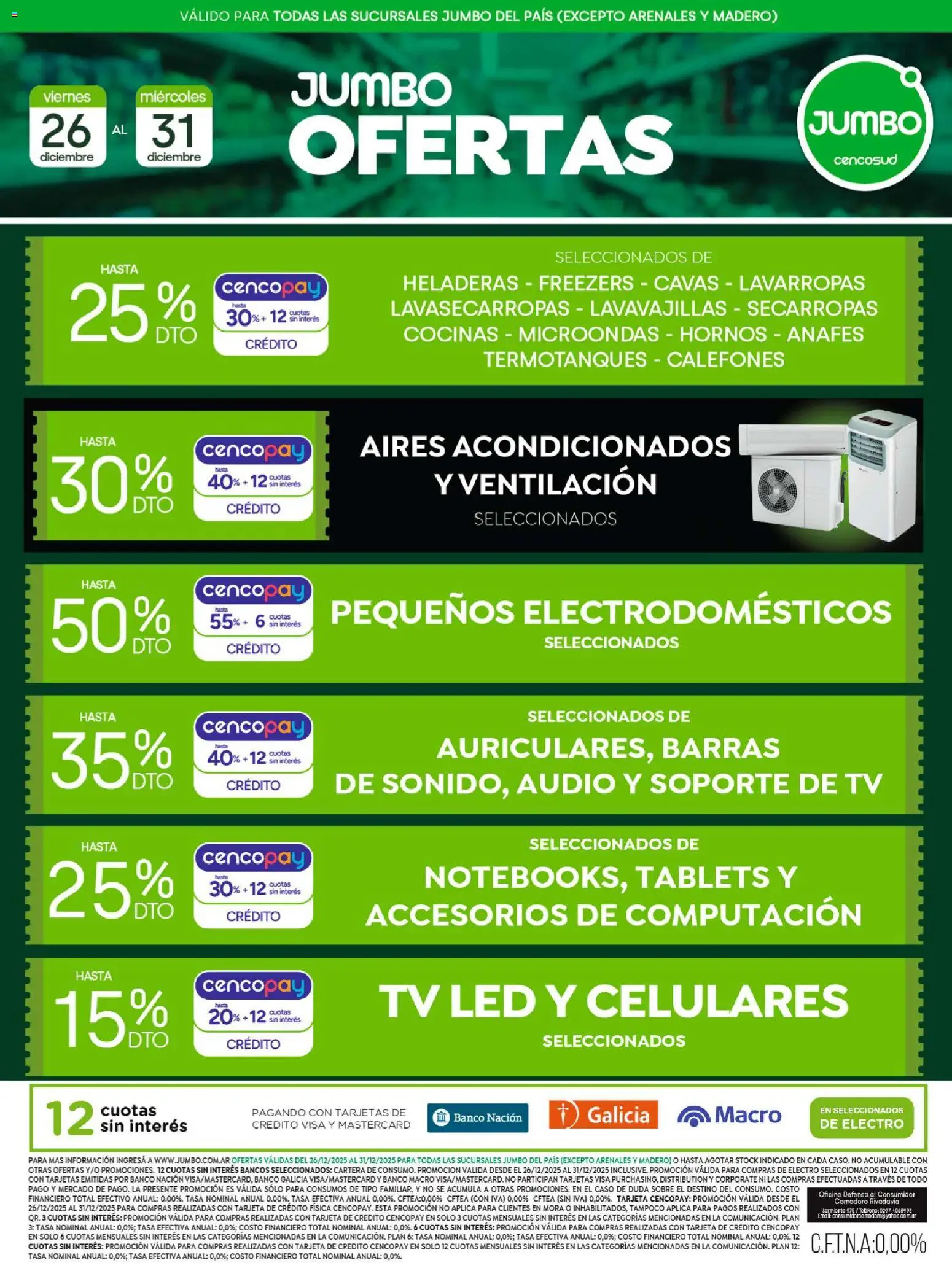 Jumbo - Oferta | Electro y Hogar │ válido desde el 26.12.2025 | Página: 1 | Productos: Cartera, Banco, Sobre, Microondas