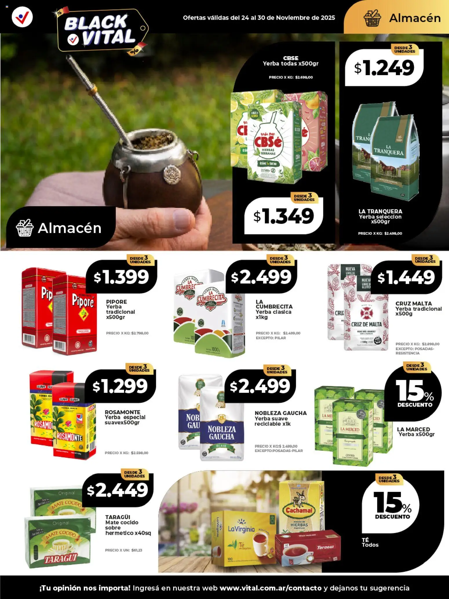 Vital ofertas │ válido desde el 24.11.2025 | Página: 12 | Productos: Mate, Sobre, Yerba, Mate cocido