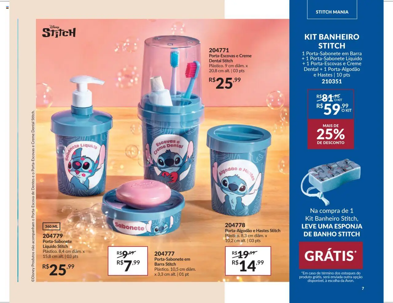 Avon Folheto - válido de 16.06.2025 | Página: 7 | Produtos: Esponja, Sabonete, Algodão, Creme dental