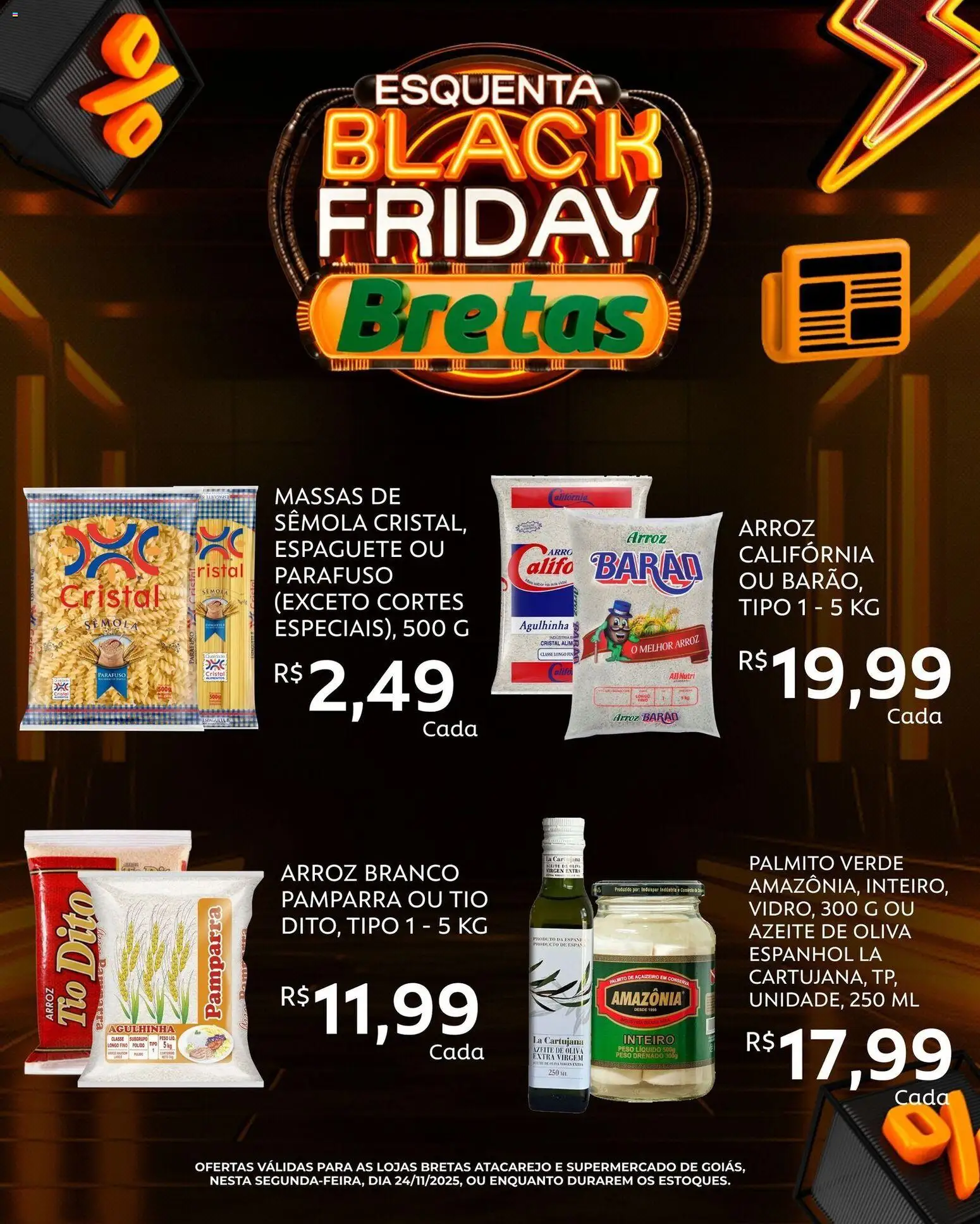 Bretas Folheto - válido de 24.11.2025 | Página: 7 | Produtos: Espaguete, Palmito, Arroz, Azeite