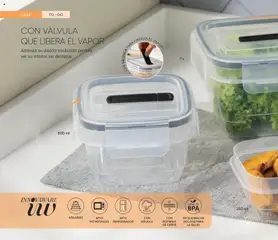 Vista previa de CON VÁLVULA QUE LIBERA EL VAPOR, Traslúcido recipiente con válvula para liberar el vapor., nuevo folleto de la tienda, válido en México a partir del 20.12.2025 | Página: 198 | Productos: Refrigerador, Microondas, Válvula
