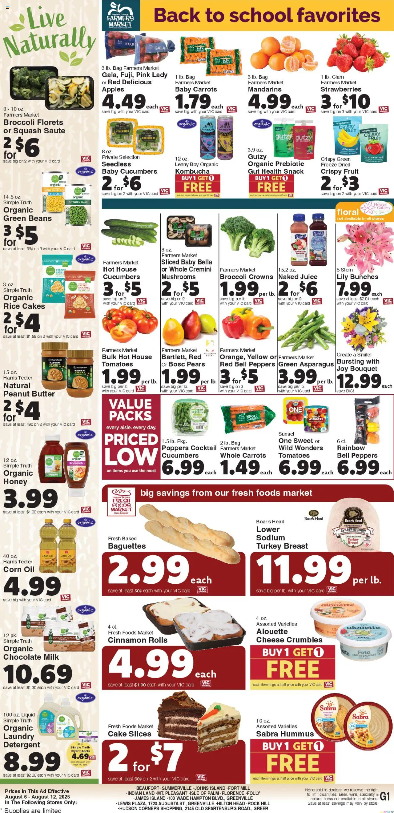 Harris Teeter Weekly Ad - SC - valid from 06.08.2025 | Page: 12 | Products: Broccoli, Peppers, Butter, Bag