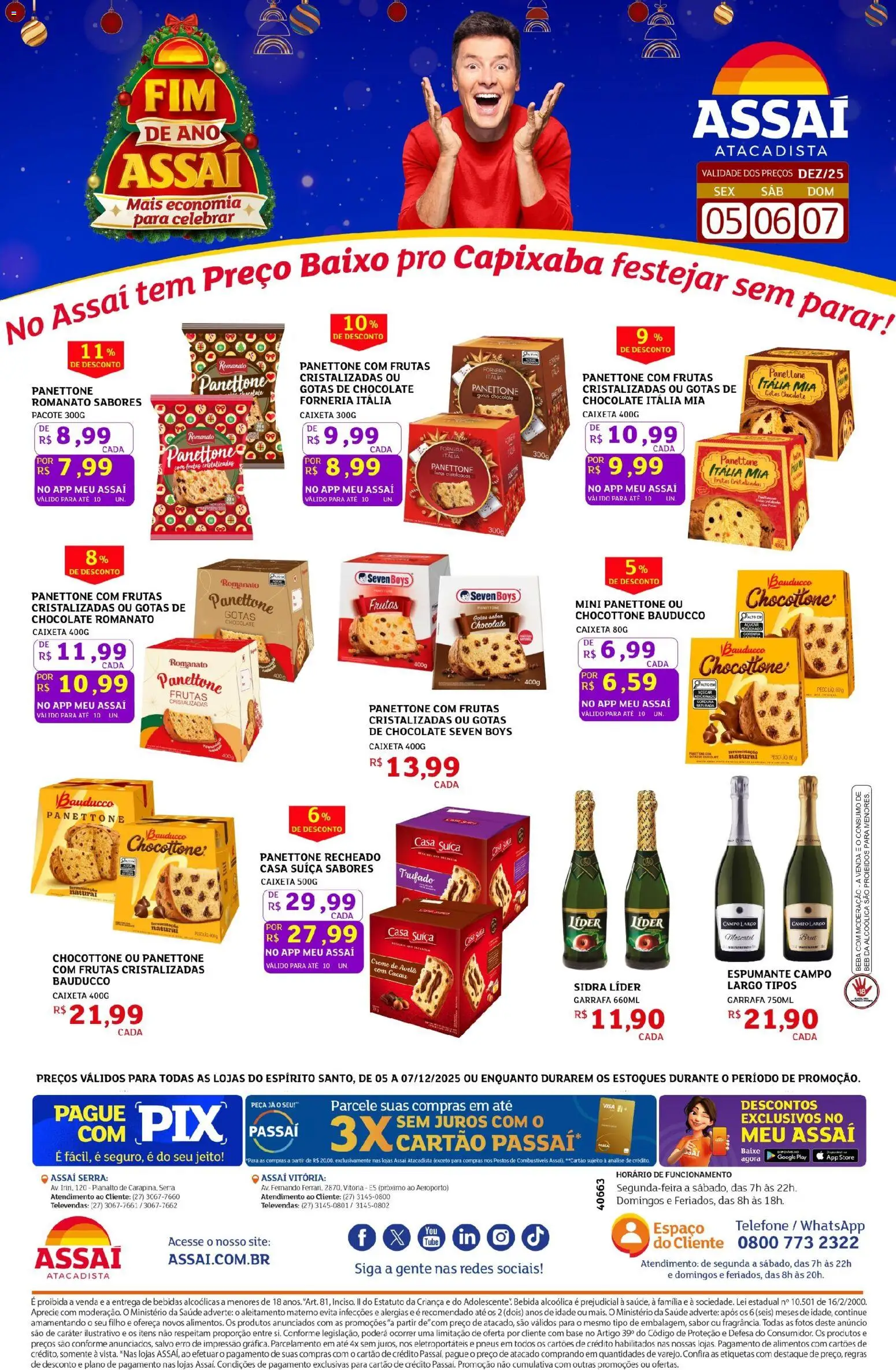 Assaí Atacadista Folheto - válido de 05.12.2025 | Página: 1 | Produtos: Espumante, Panettone Itália Mia, Panettone, Telefone