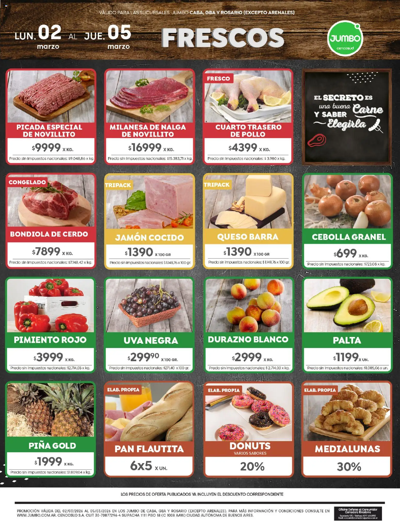 Jumbo ofertas │ válido desde el 02.03.2026 | Página: 1 | Productos: Pollo, Cebolla, Queso, Pan