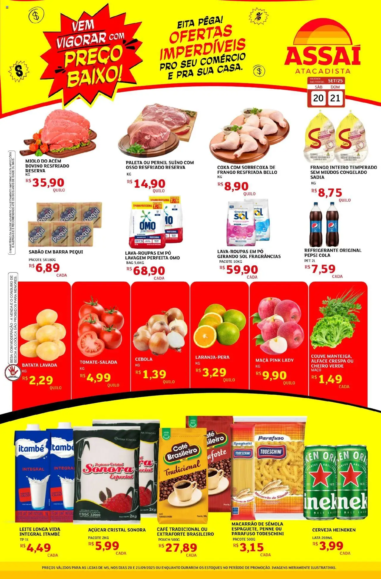 Assaí Atacadista Folheto - válido de 20.09.2025 | Página: 1 | Produtos: Cerveja, Cerveja Heineken, Macarrão, Frango