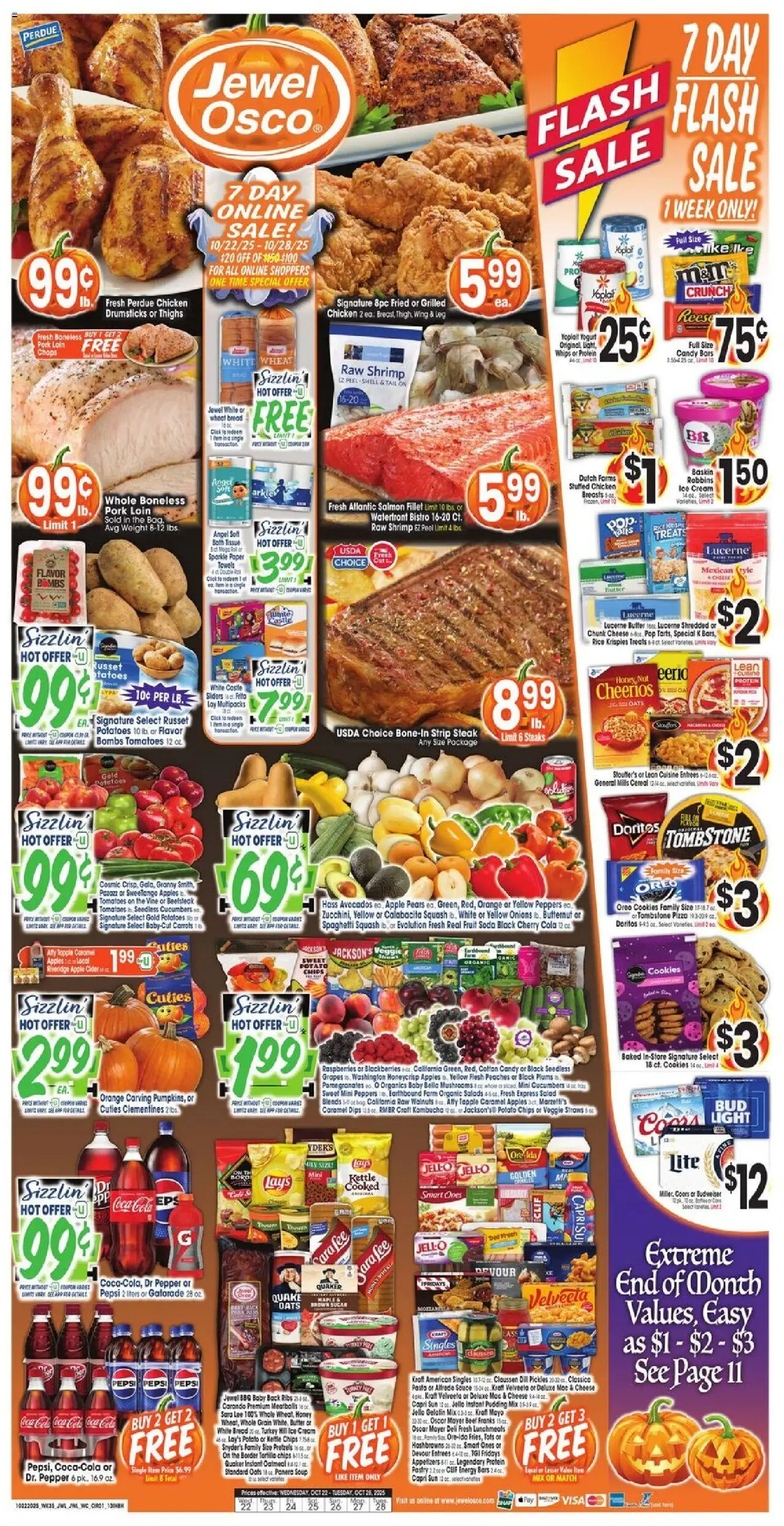 Jewel Osco Weekly Ad - IN - valid from 22.10.2025 | Page: 1 | Products: Peppers, Pork, Salad, Potatoes