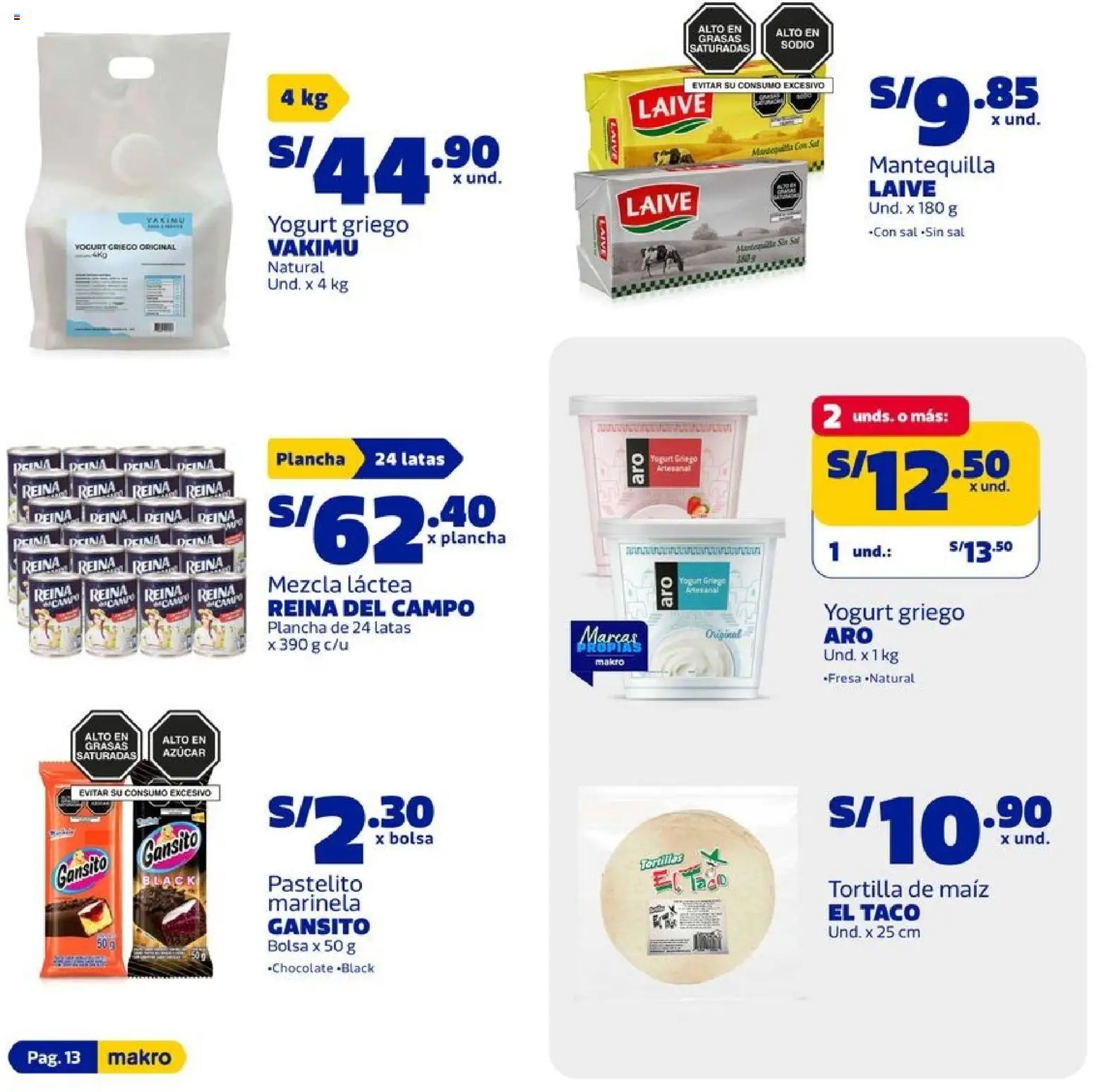 Catálogo Makro válido desde 29.01.2026 | Página: 13 | Productos: Mantequilla, Yogurt, Bolsa