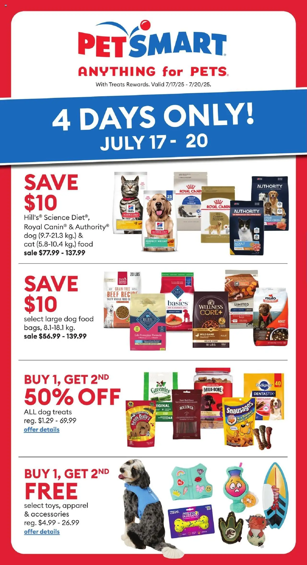 Petsmart flyer valid from 17.07.2025 | Page: 1 | Products: Beef, Game, Blanket