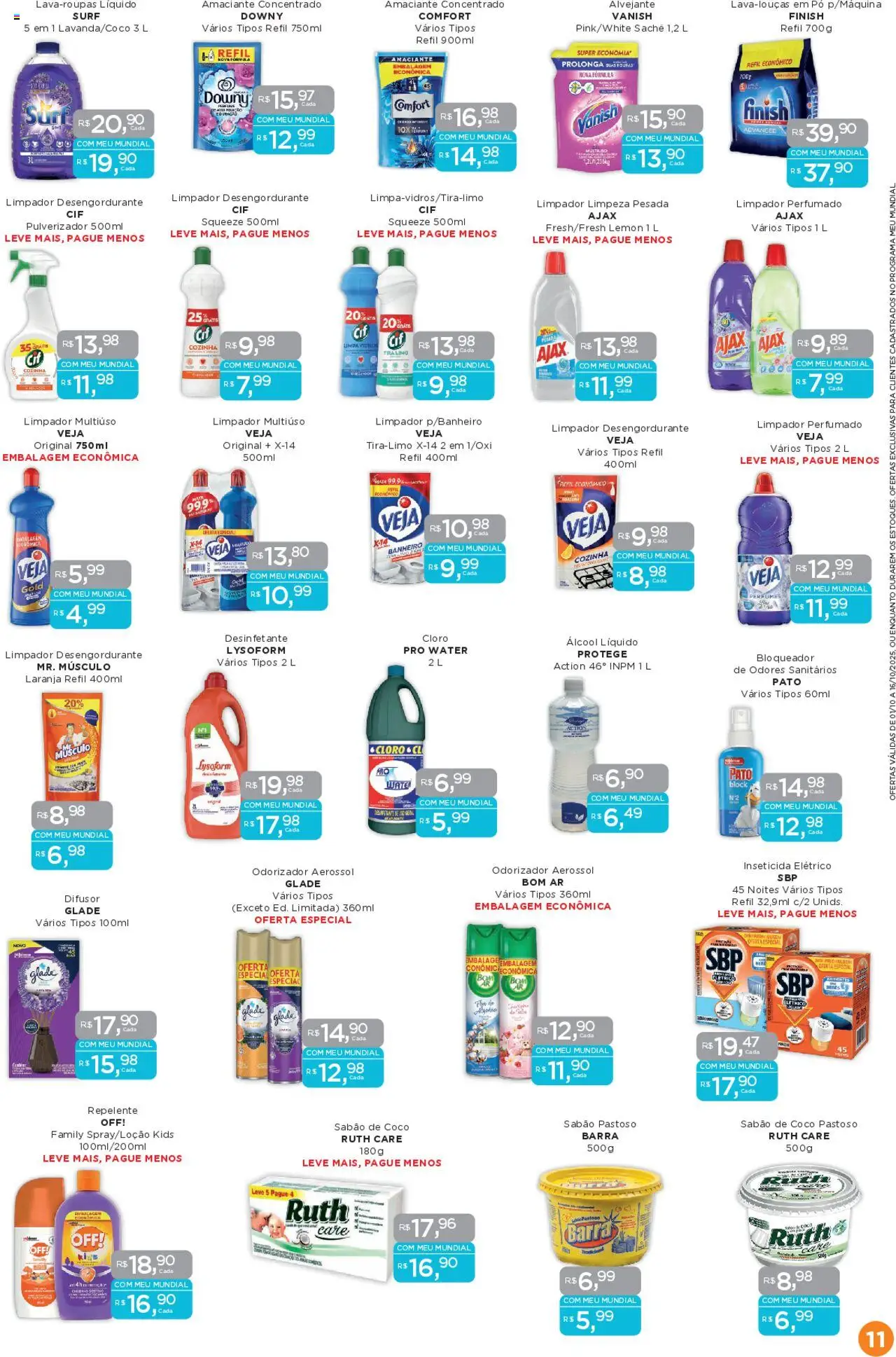 Mundial Folheto - válido de 01.10.2025 | Página: 11 | Produtos: Pó, Cloro, Limpa vidros, Vanish