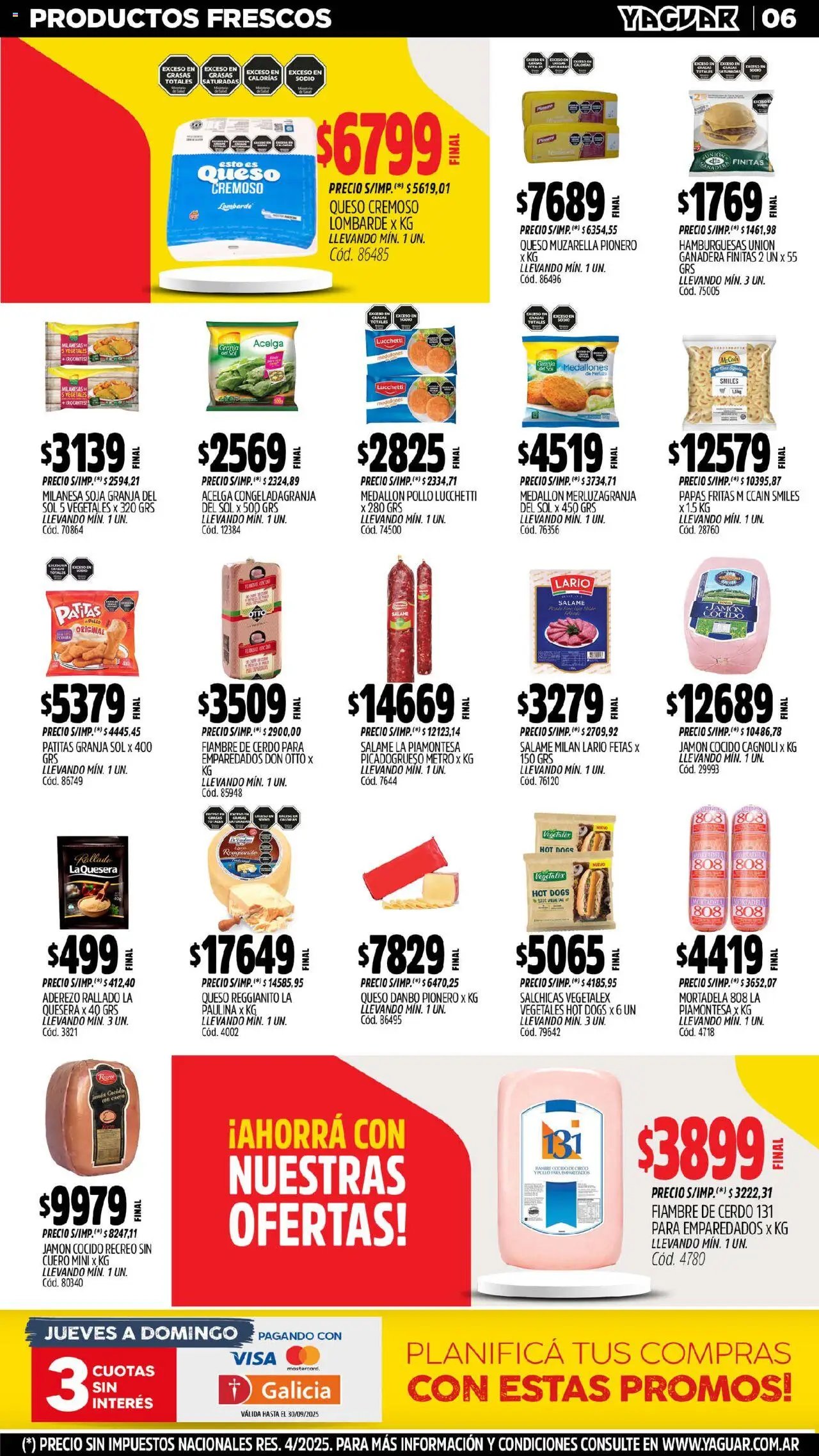 Yaguar - Bahía Blanca │ válido desde el 29.09.2025 | Página: 5 | Productos: Pollo, Acelga, Queso, Salami