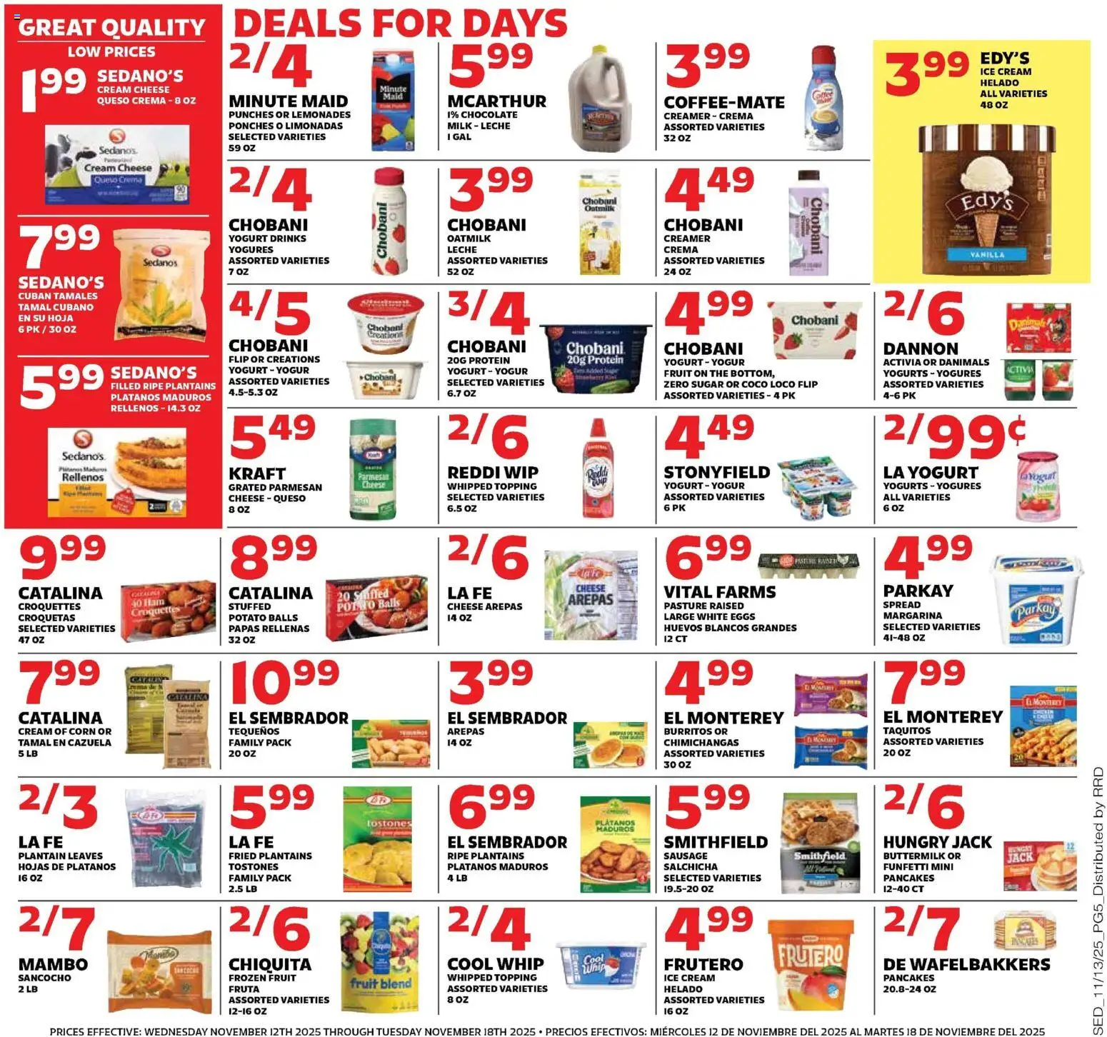 Sedano's Current Ad - FL - valid from 12.11.2025 | Page: 5 | Products: Yogurt, Chocolate, Ice cream, Sausage