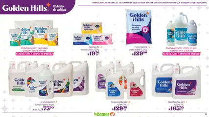 Vista previa de La Comer folleto Golden Hills, nuevo folleto de la tienda, válido en México a partir del 10.04.2026 | Página: 11 | Productos: Detergente, Suavizante de telas, Cloro, Ropa