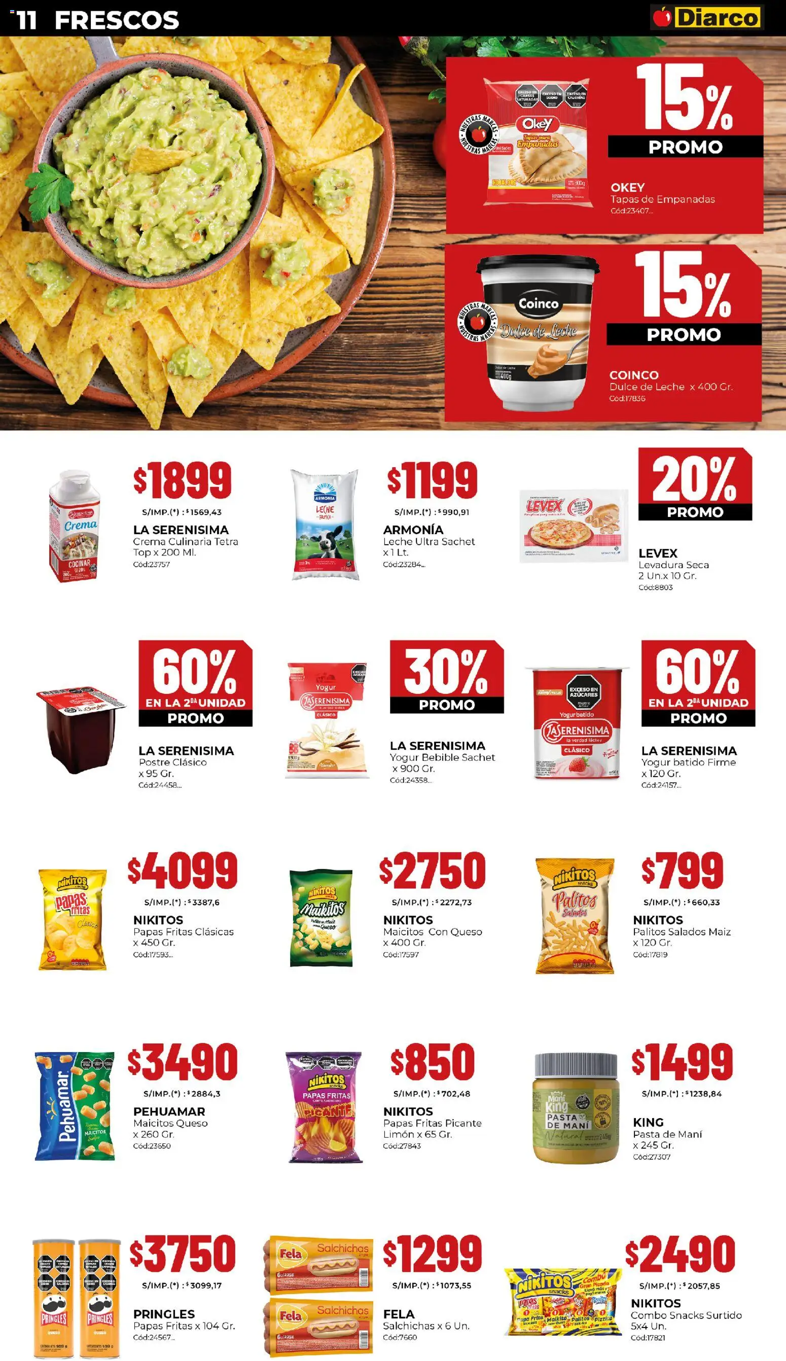 Diarco - Ofertas Interior │ válido desde el 27.10.2025 | Página: 11 | Productos: Dulce de leche, Pasta, Papas fritas, Crema